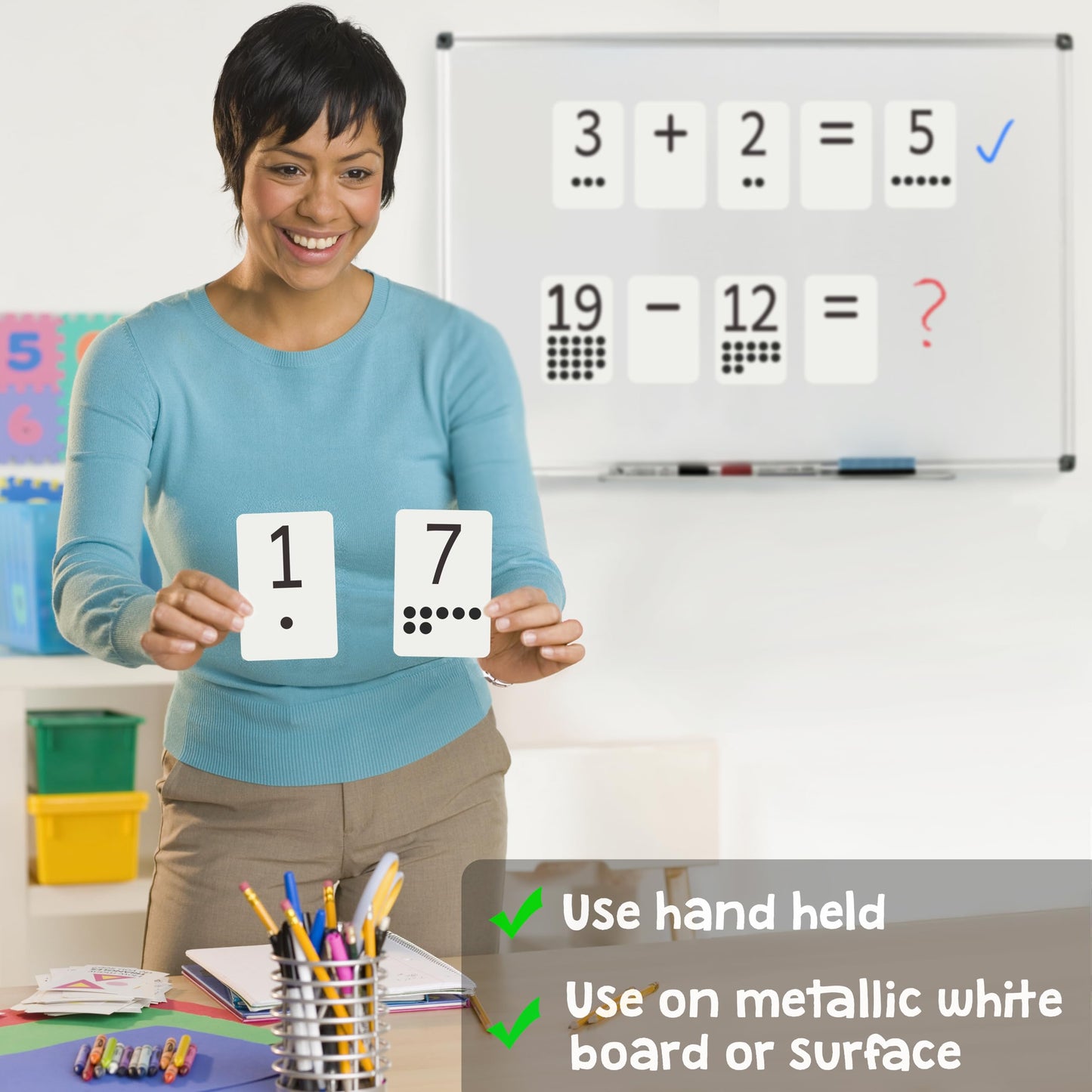 Attractivia Magnetic Number Flash Cards - Large 0-25 Math Cards, Early Addition and Subtraction, Multiplication, Division and Symbols, for Classroom Teachers, Homeschool, Toddlers, Kids and Adults
