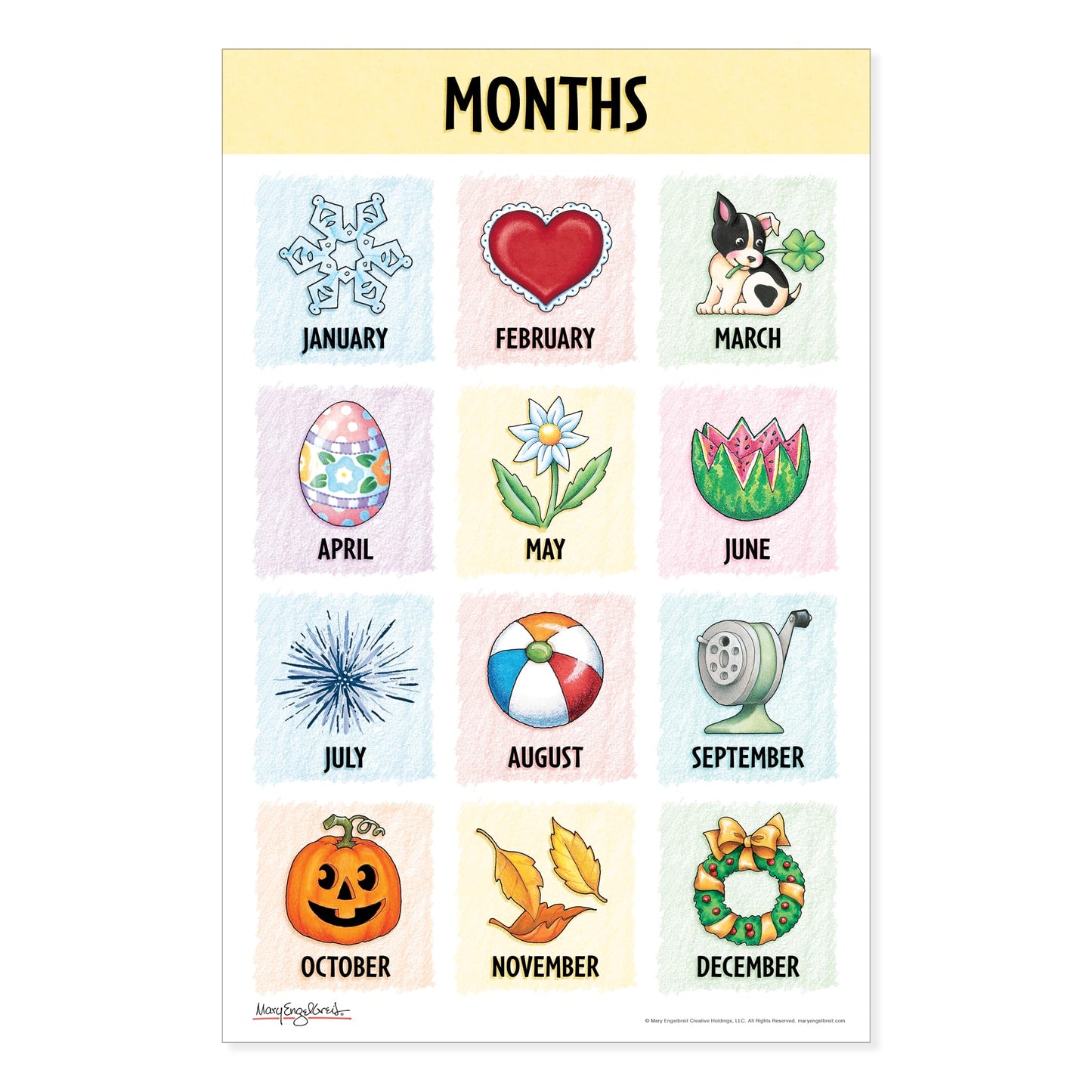 Mary Engelbreit Preschool Learning Posters Set (8-Pack), Toddler Learning Posters, ABC Alphabet, Colors & Educational Charts for Classroom & Homeschool