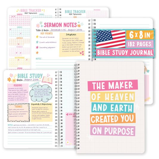 Guided Bible Study Journal for Women - Bible Journal for Women, Sermon Notes Notebook, Church Notes Journals, Scripture Study Supplies and Journaling Kit, Christian Graduation Gifts