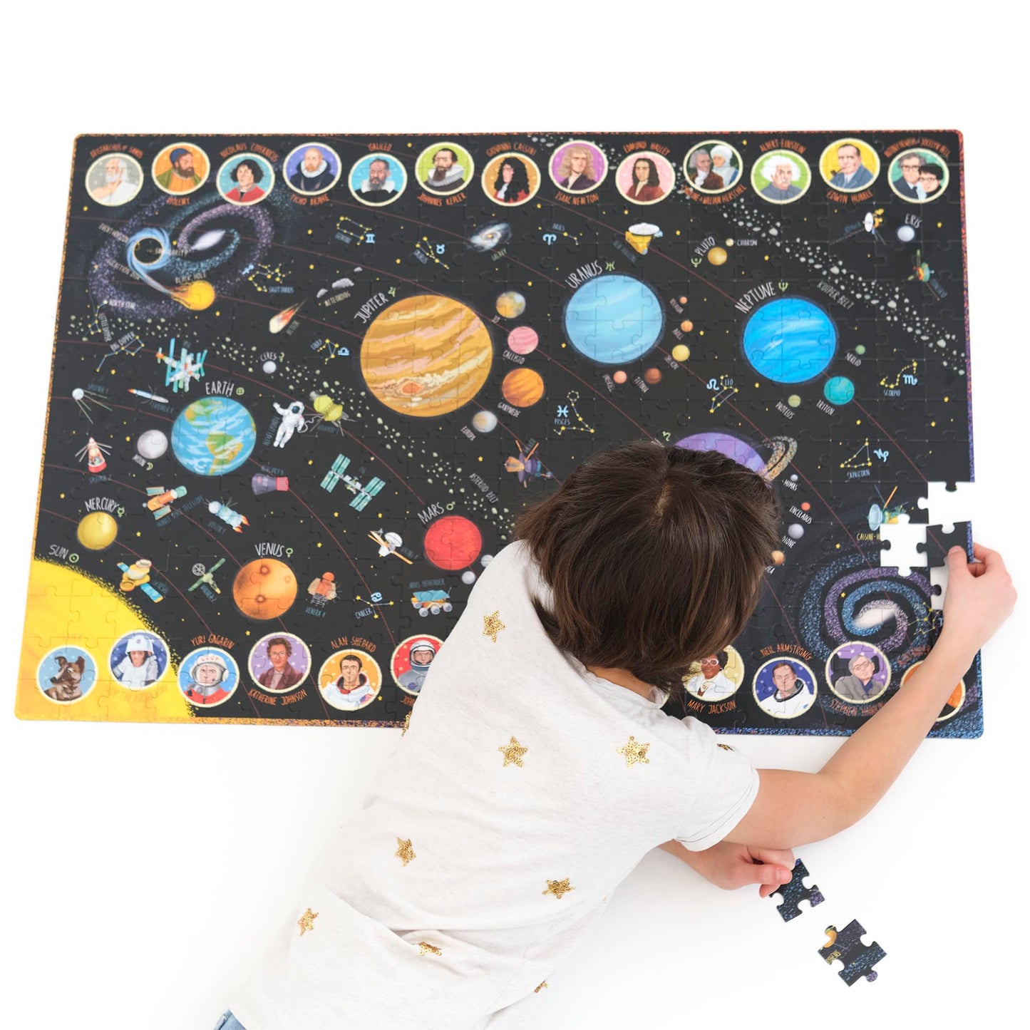 Banana Panda Solar System Puzzle - Suuuper Size 300-Piece Floor Puzzle with Large Educational Poster with Planet, Space and Science Facts - Early STEM Learning Activity - for Kids Ages 7 Years and up