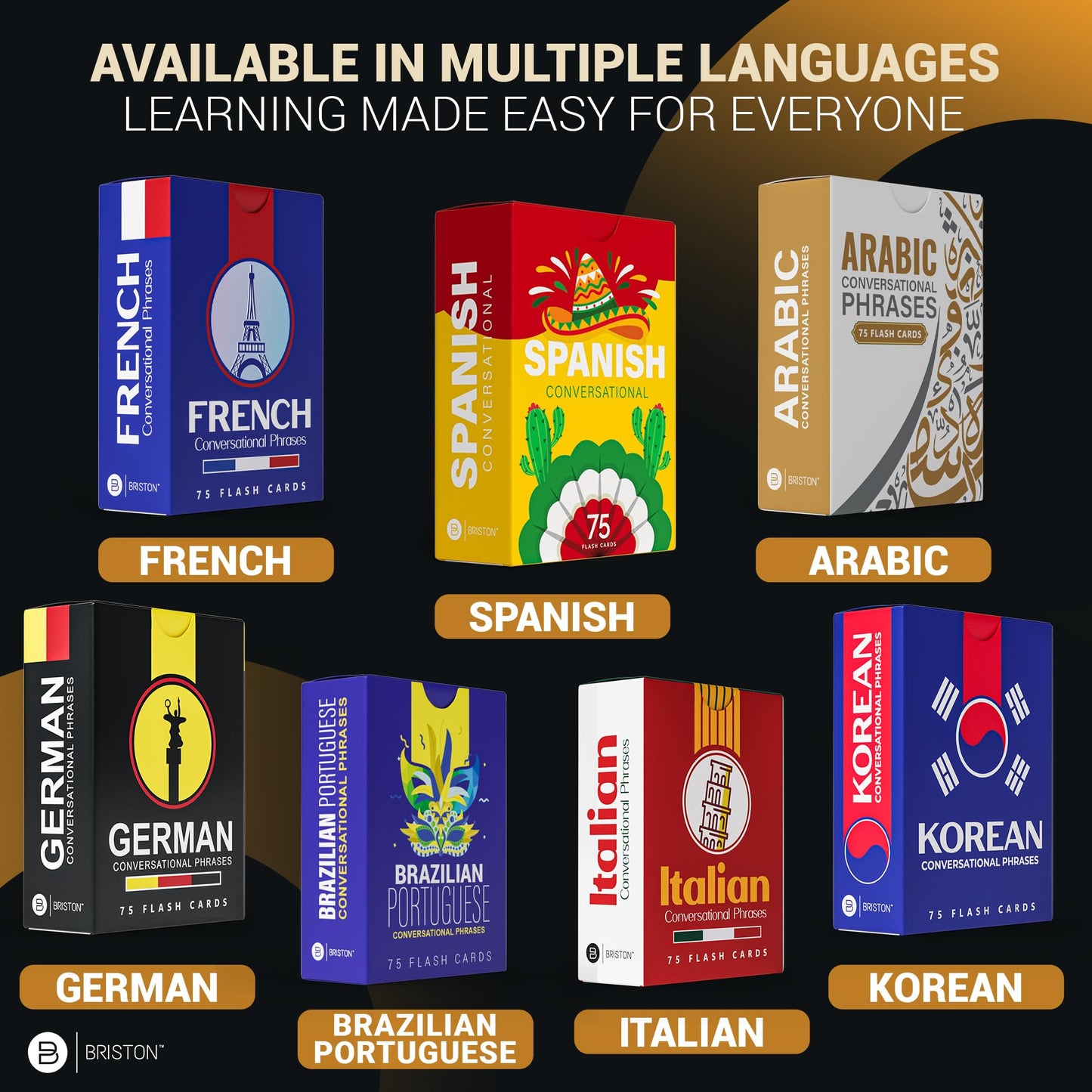Briston Japanese Conversational Phrase Flash Cards – 75 Beginner Sayings with Audio Pronunciations Learn Japanese for Travel & Everyday Conversation Educational Language Learning Cards for Kids Adults