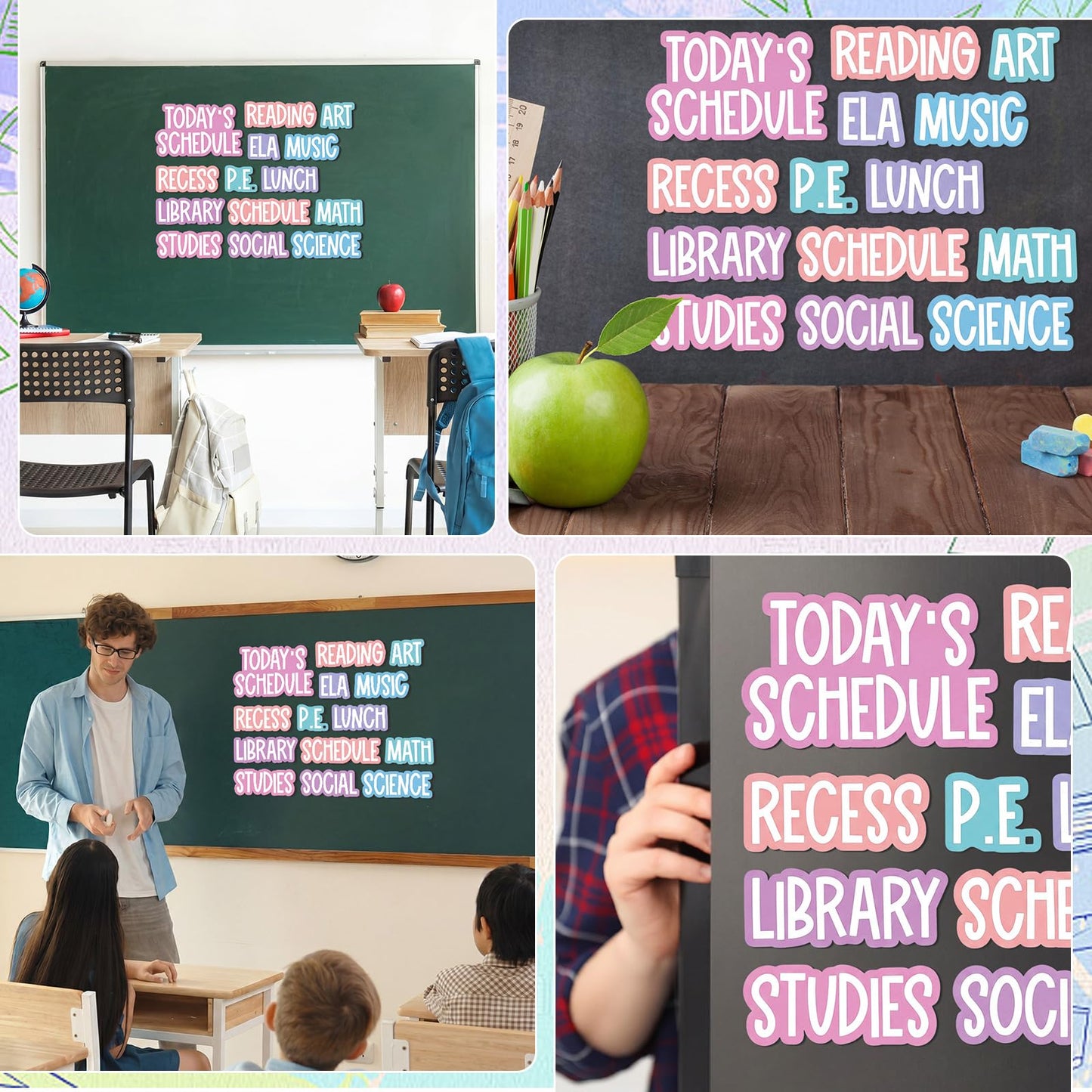 AmazingSpark 12 Pcs Class Subjects Magnets Pastel Classroom Daily Schedule Magnets Reusable Today's Schedules Labels Dry Erase Label for Whiteboard Bulletin Board Decor School Elementary Organization