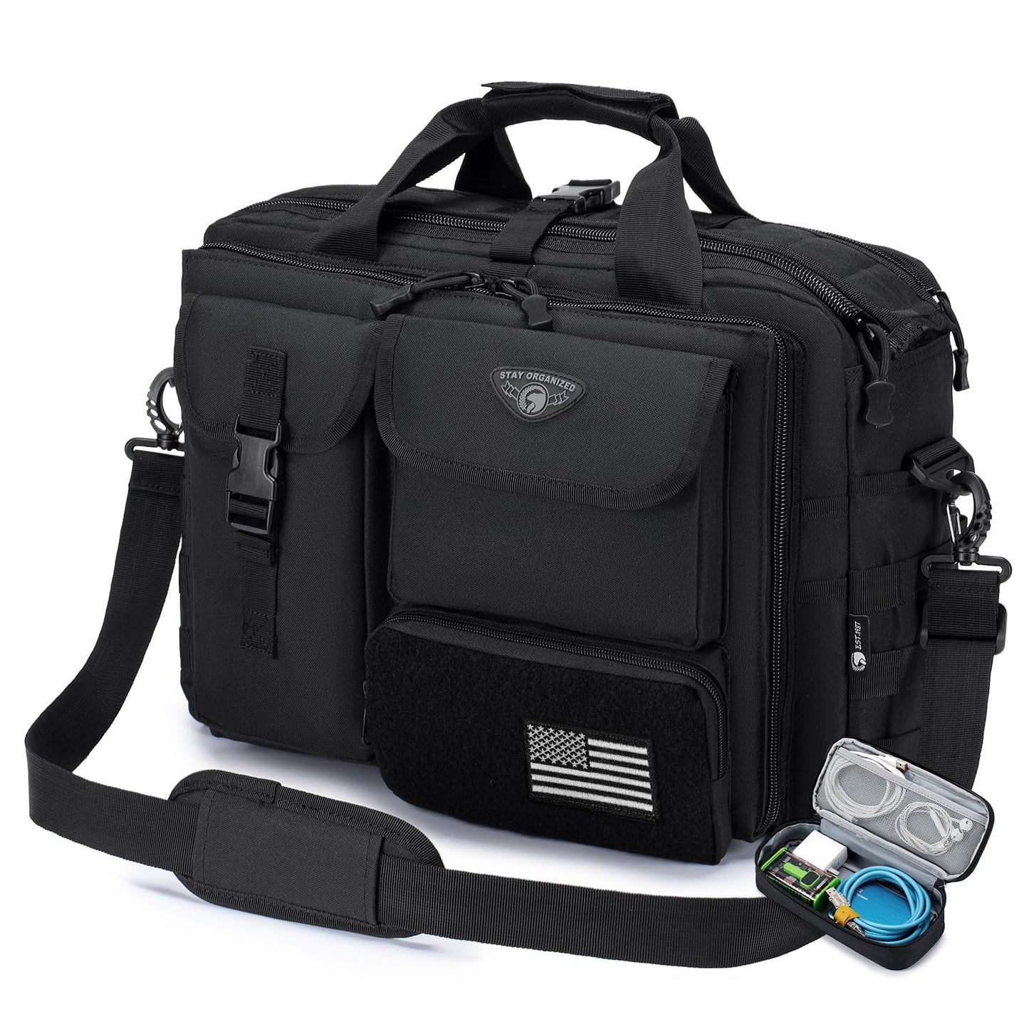 Stypos Tactical Messenger Bag, 15.6/17.3 Inch Tactical Briefcase for Man Military Laptop Bag Messenger Shoulder Bag (Black)