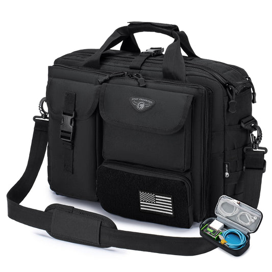 Stypos Tactical Messenger Bag, 15.6/17.3 Inch Tactical Briefcase for Man Military Laptop Bag Messenger Shoulder Bag (Black)