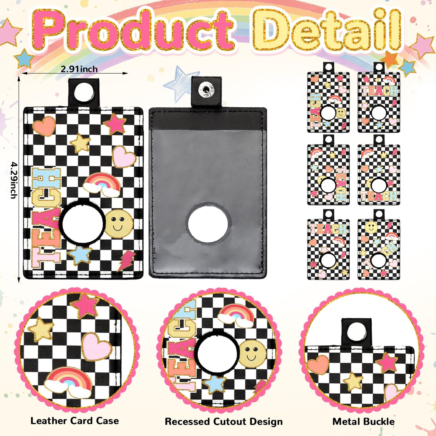 Gueevin 6 Pack Teacher Alarm ID Badge Holder, 4.2x2.8 Inch Smile Face Alarm Badge Holder for Educators, School Staff, Teacher Appreciation Gifts for School