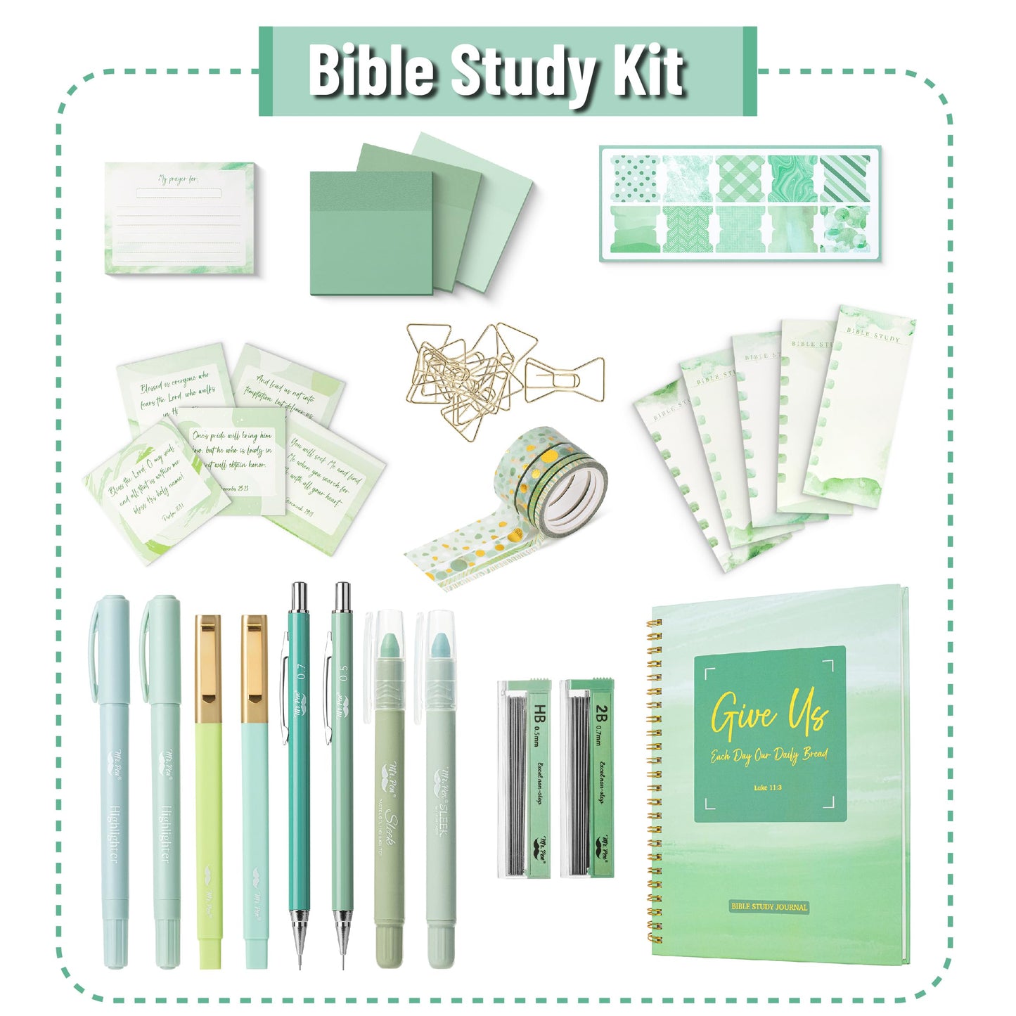Mr. Pen- Bible Journaling Kit for Women, Bible Highlighters and Pens No Bleed, Notes, Tabs, Washi Tape & Journal for Devotions, Prayer & Christian Gifts