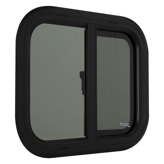 RecPro RV Window Replacement - Teardrop Style, Horizontal Sliding, 18inW x 15inH, Black, Model RP-WIN, Made in USA