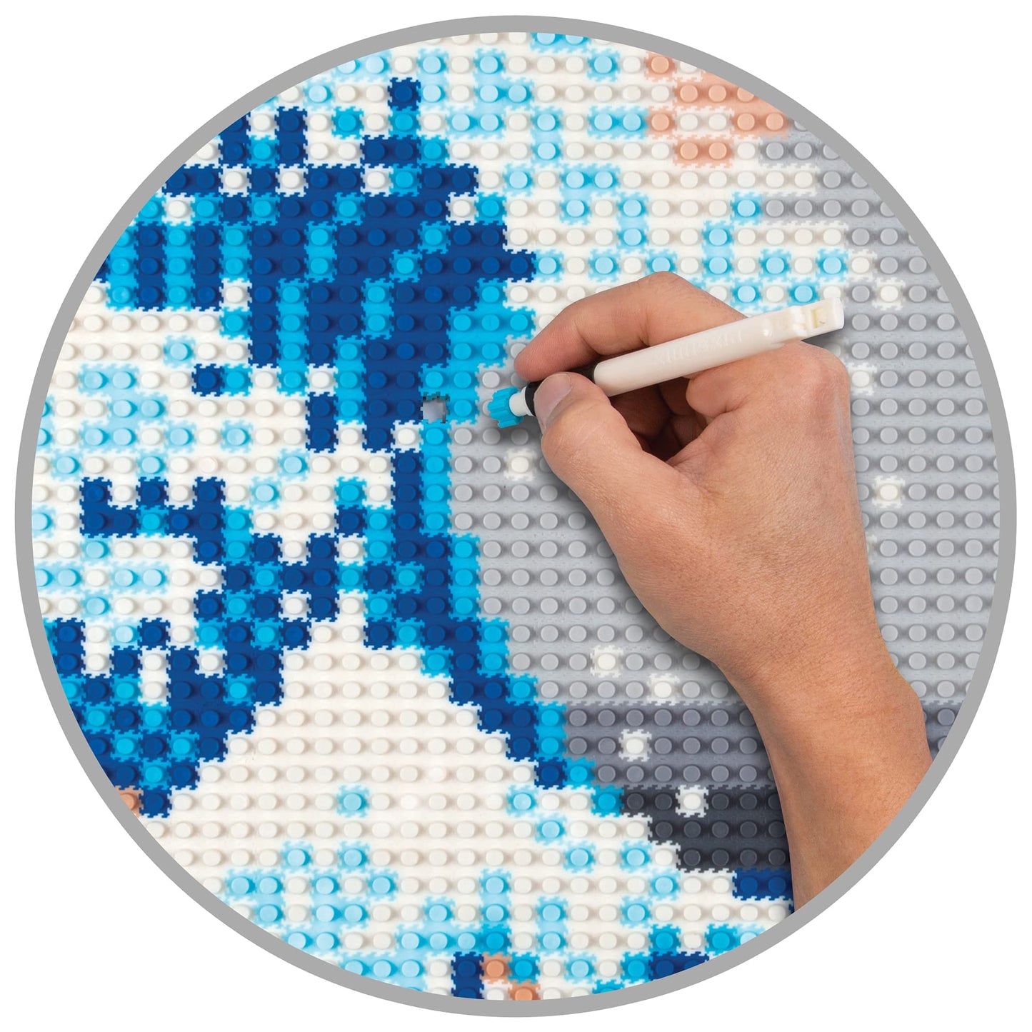 Pix Brix Pixel Art Puzzle Bricks - The Great Wave Off Kanagawa Pixel Puzzle, 4,187 Pieces - Patented Colorful Building Bricks to Recreate This Famous Print, Create Builds Without Water, Iron or Glue
