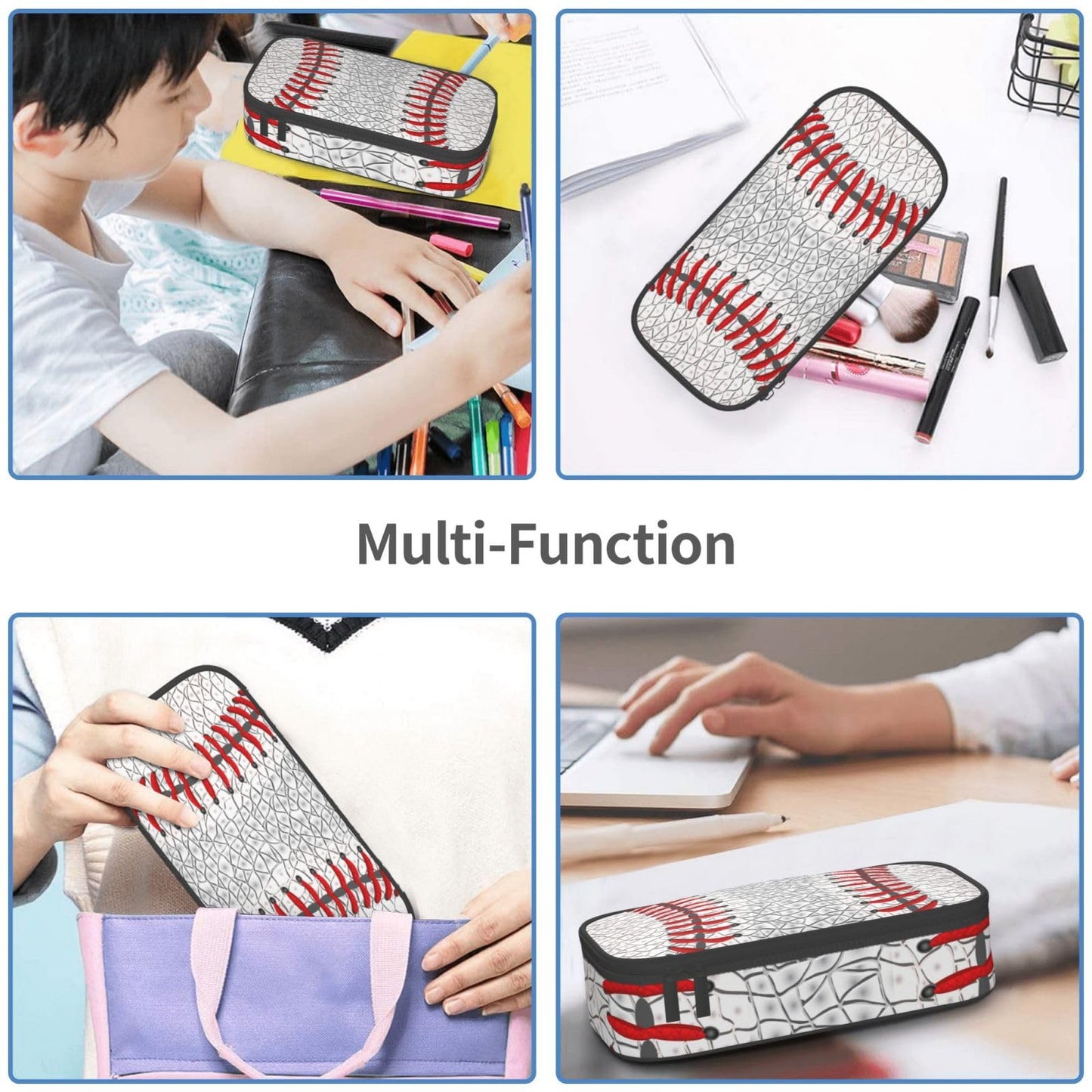 Droerfes Baseball Pencil Case Pencil Pouch Large Capacity Pen Bag School Office Organizer Stationery Storage Box For Girls Boys Teen Kids