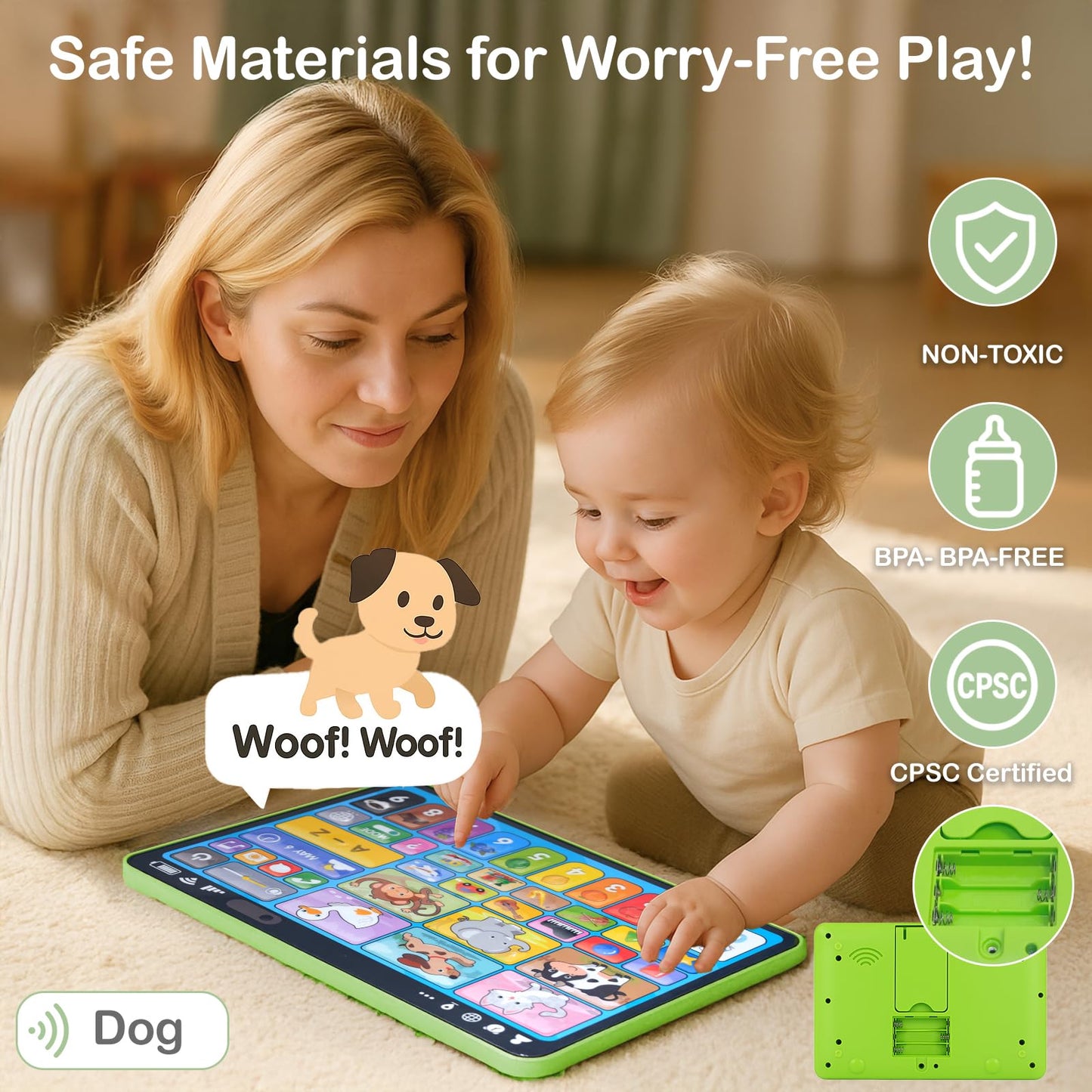 Learning Tablet for Toddlers 1-3 Trilingual Learning Toys with Sounds & Speech Therapy, Montessori Educational Toys for 1 Year Old Boy Girl, Baby Musical Toys 12-18 Months Toddler Toys Age 1-2-3 Gifts