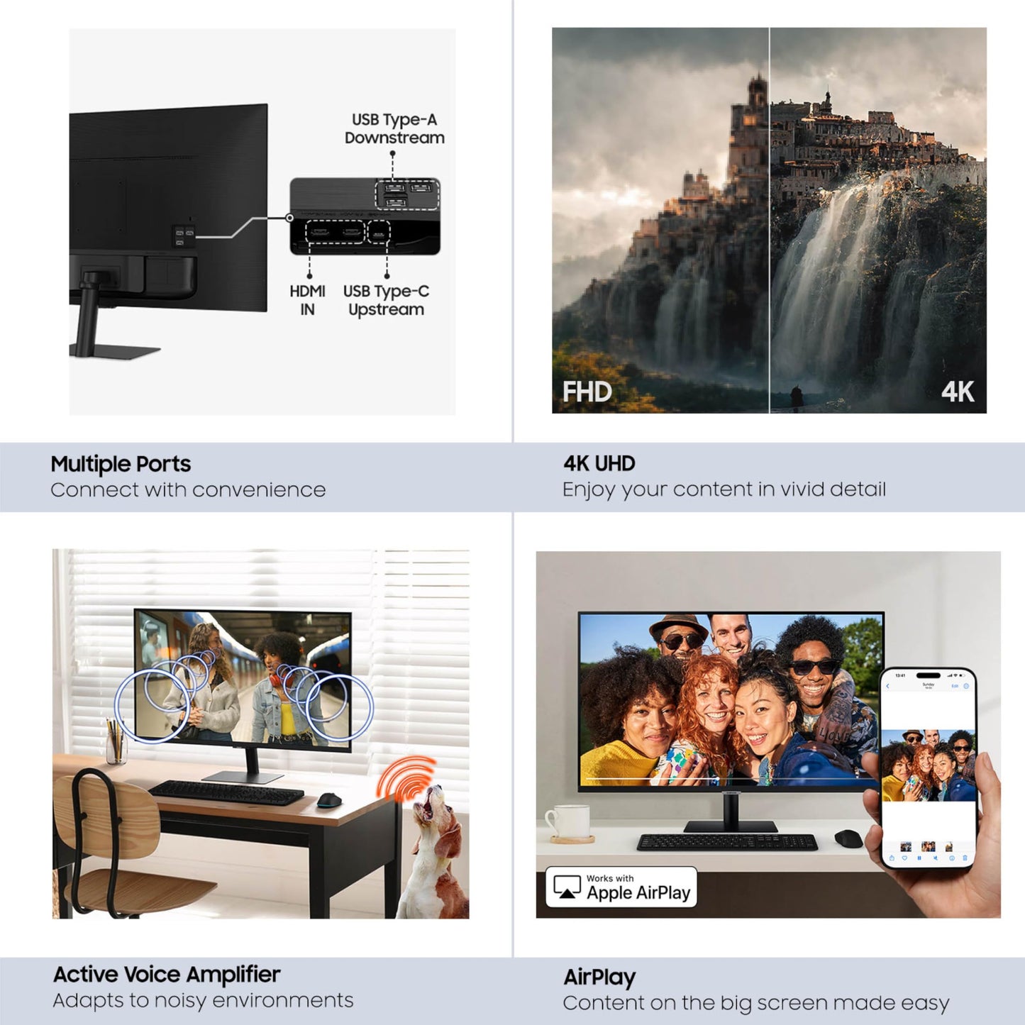 Samsung 32” Smart Monitor M7 (M70F) 4K UHD Display, Samsung Vision AI, Smart TV Apps, Gaming Hub, USB-C, HDMI and USB-A, Black, LS32FM702UNXZA, 2025