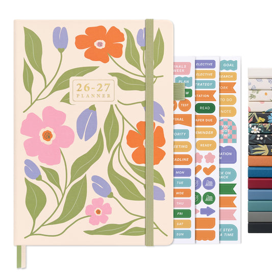 And Per Se Academic Planner 2026-2027 – Weekly & Monthly Planner, July 2026 to June 2027, A5 Leather Hardcover with Inner Pocket – Student & Teacher Organizer, 5.7" x 8"(Botanical Floral)