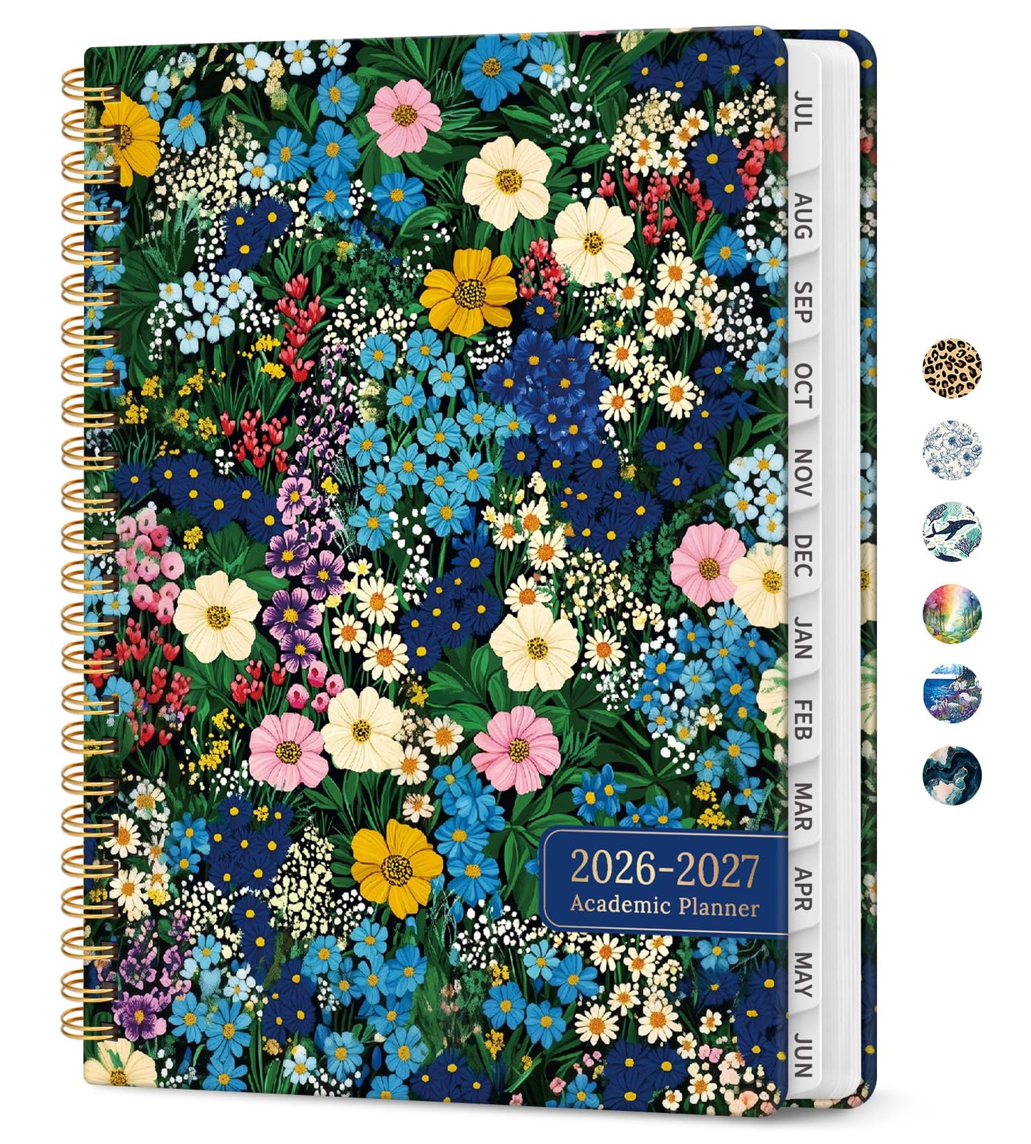 Planner 2026–2027, Weekly & Monthly Academic Organizer for School Year, Jul 2026–Jun 2027, Hardcover Planner with Tabs, Back to School Essential, 6.3" x 8.5", Wildflower Meadow