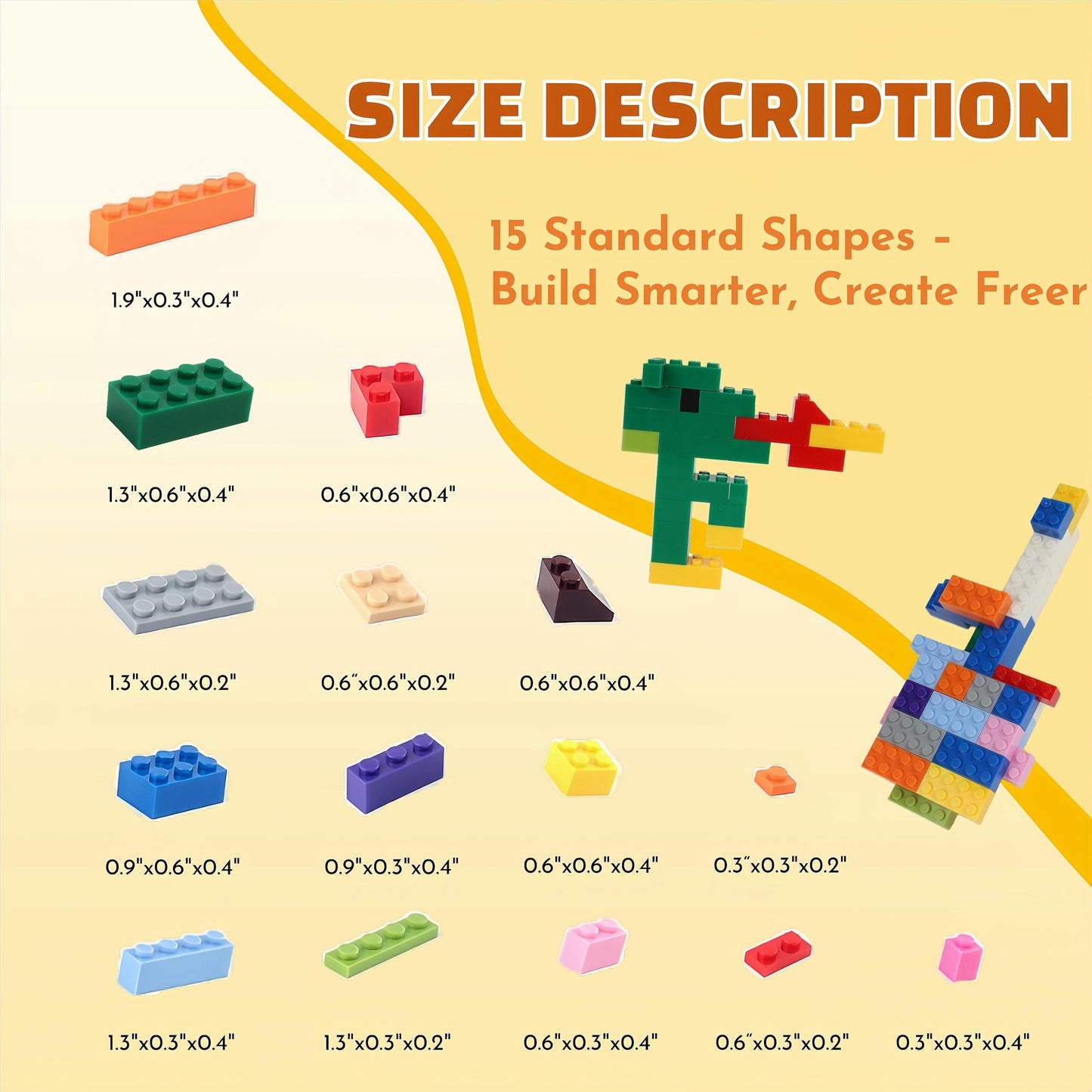 PUZSNAP 1000 PCS Building Blocks Set, Multicolor Construction Bulk Bricks, Creative Learning Toys for Kids, Gift for Birthday and Holiday, 16 Colors