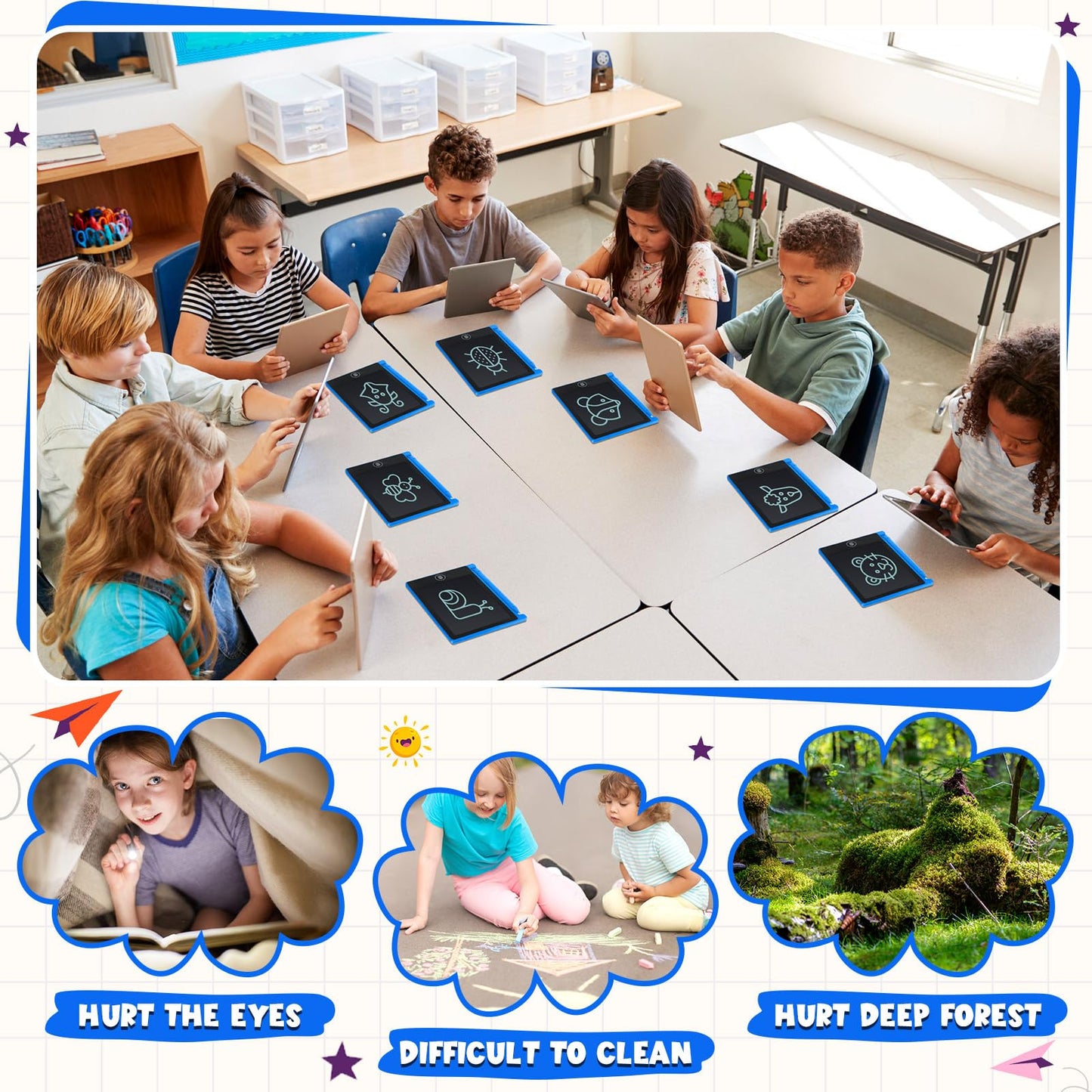 Nezyo 16 Pack 4.5 Inch Mini LCD Writing Tablet for Kids Electronic Doodle Board Bulk Erasable Drawing Tablet Reusable Writing Pad for Girls Boys Party Favor Goodie Bag Classroom Gifts(Blue)