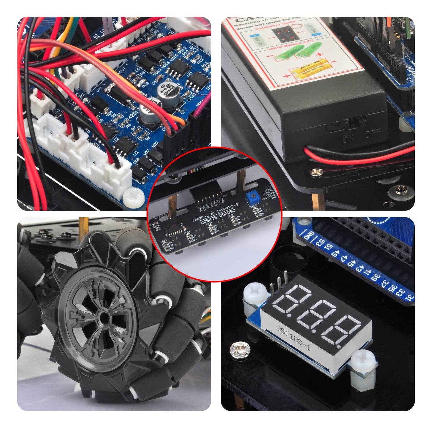 OSOYOO Omni-directinal Mecanum Wheels Robotic Car Kit for Arduino Mega2560 Metal Chassis DC Motor DIY STEM Remote Controlled Educational Mechanical DIY Coding