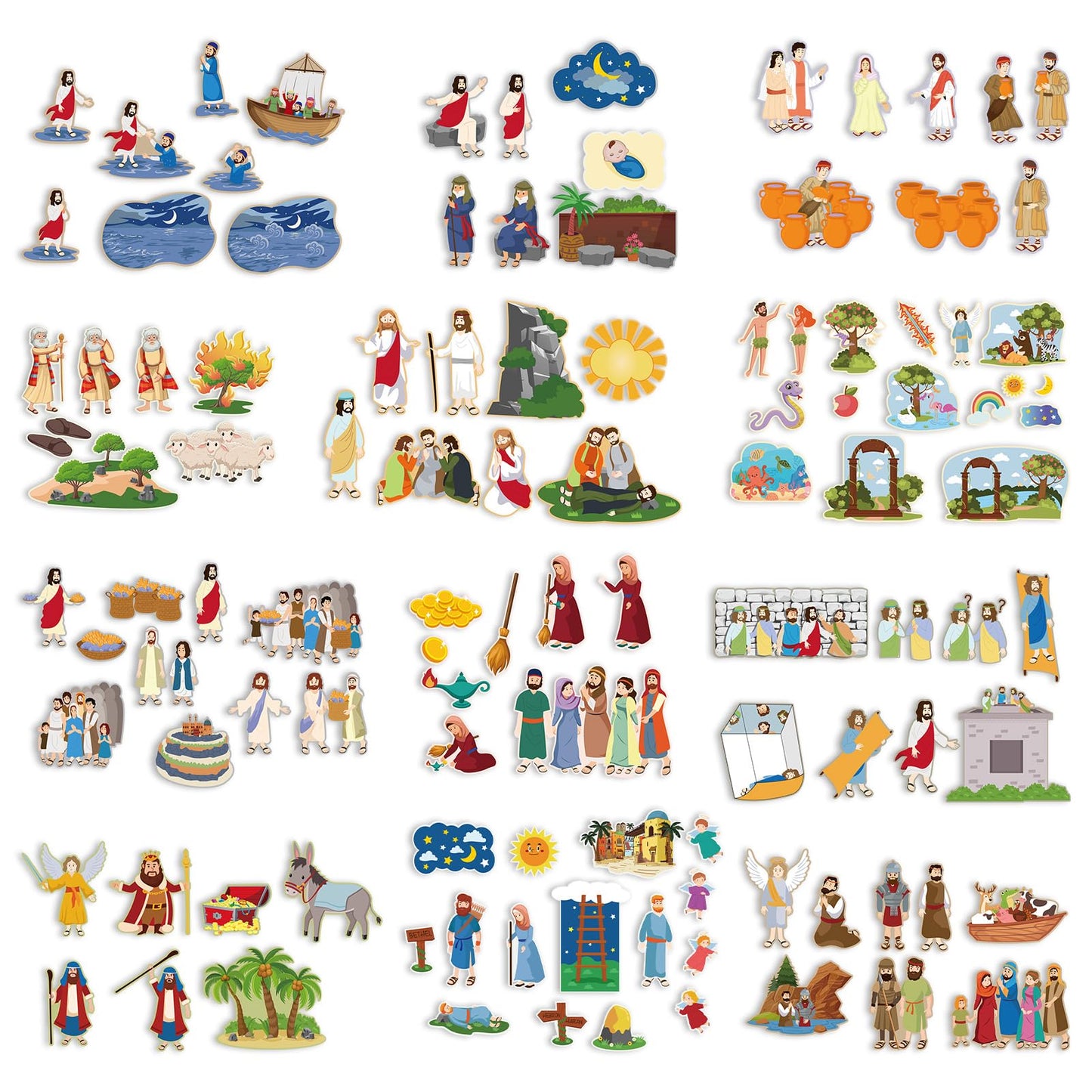 Windkream 12 Set Felt Board Stories Pieces Set Felt Animals Bible Fairy Tales for Preschool Animals Figures Flannel Board Stories for Toddlers Preschool Kindergarten Storytelling(Religious)