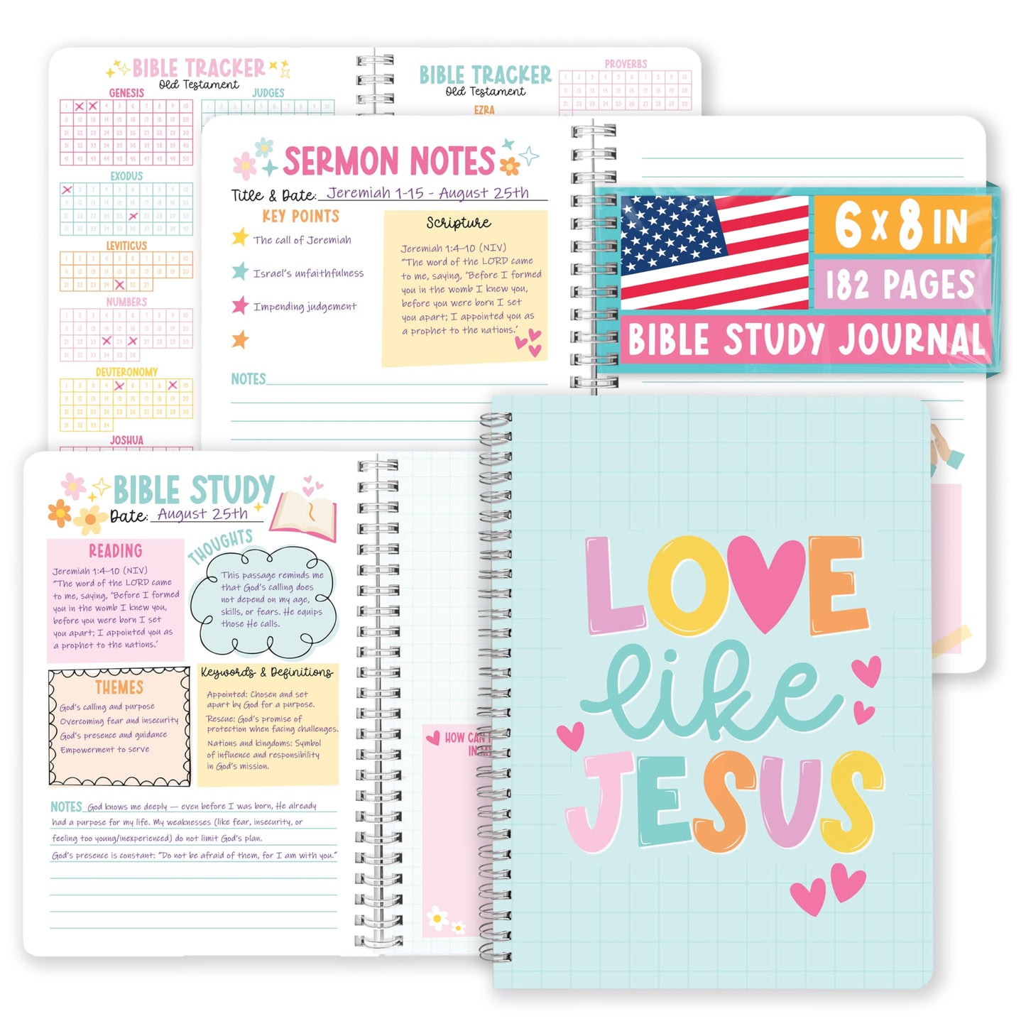 Guided Bible Study Journal for Women - Bible Journal for Women, Sermon Notes Notebook, Church Notes Journals, Scripture Study Supplies and Journaling Kit, Christian Graduation Gifts