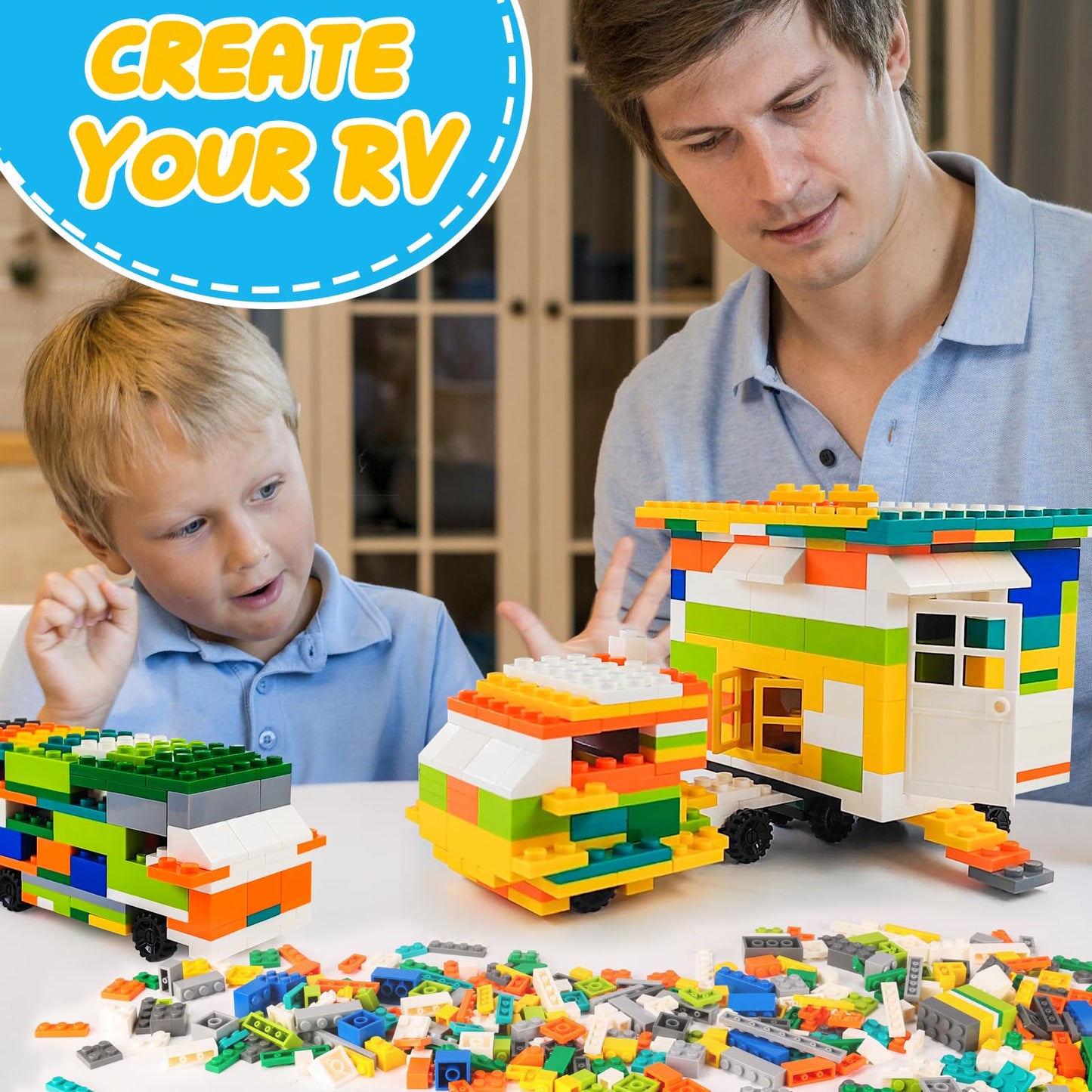 ekuzi 1200 Creative Building Blocks Set Compatible with Major Brands Classic, Includes Dual-Sided and Single-Sided Baseplates, Variety of Accessories to Spark Imagination (boy)