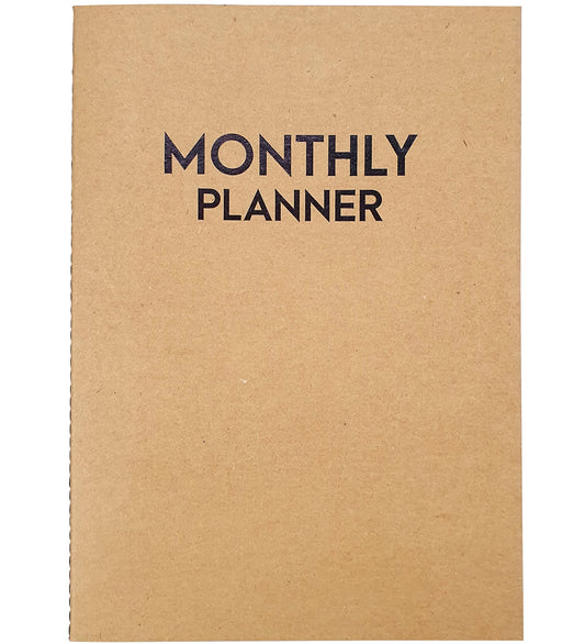 Undated Big Large Monthly Planner - Blank Calendar Book and Organizers 8.5 x 11 Inches - Kraft