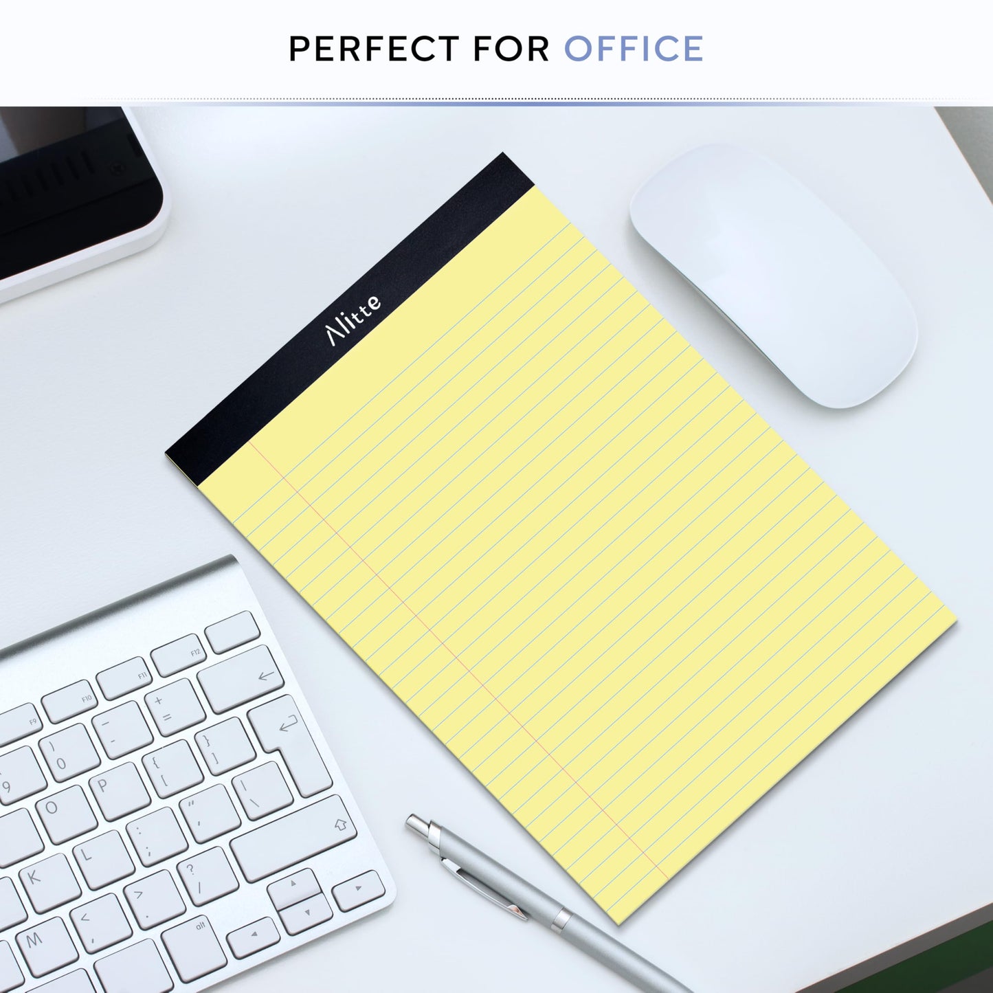Alitte Yellow Legal Notepads 8.5 x 11, Pack of 3 - Perforated Wide Ruled Writing Pad - Premium Thick Paper, No Ink Bleeding - Blank Legal Pads For Home, Office, School, Business - 50 Sheets Per