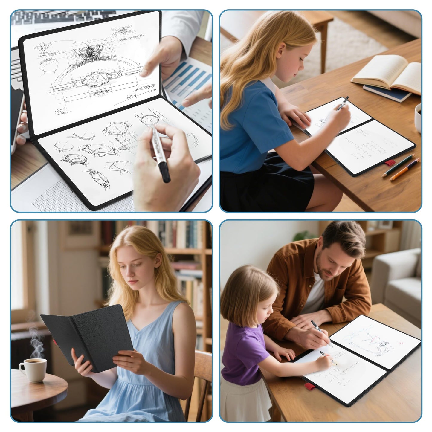iNenya A5 Pocket White Board - Double-Sided Dry Erase Board 8x6 inch - Ultra-Thin 0.3" Portable Whiteboard with Markers & Erase | Anti-Ghosting Surface for Office Home School Student (Double-A5 Pink)