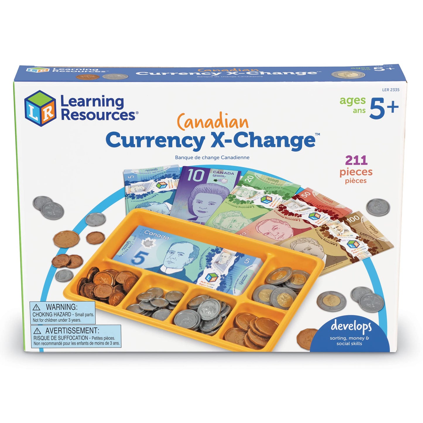 Learning Resources Canadian Currency X-Change Activity Set - Money for Learning, Pretend Play Money Set for Kids, Pretend Dollar Bills, Toy Coins, Canadian Play Cash