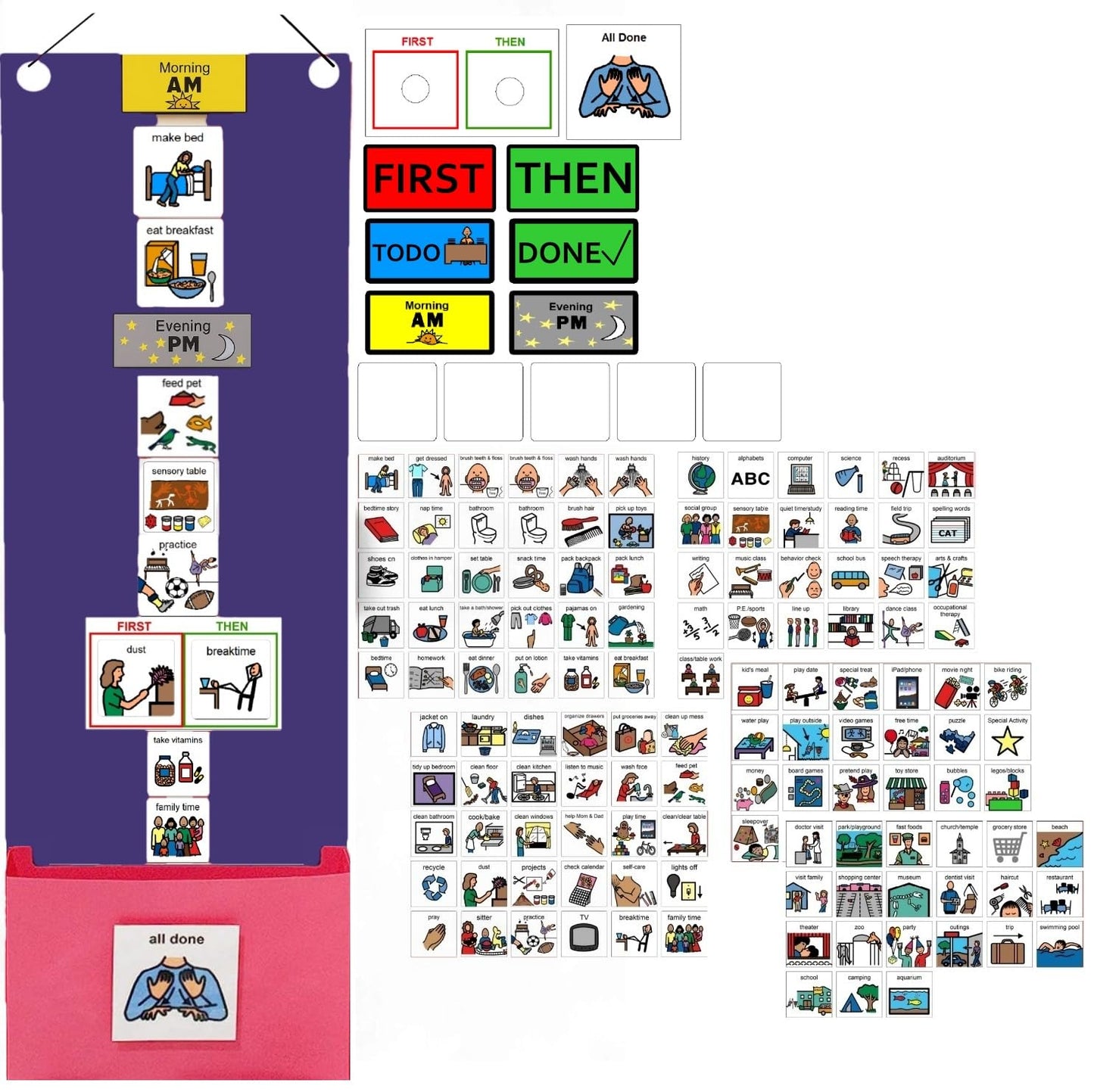 Visual Schedule for Kids – 133 Durable Plastic Picture Cards with Soft Loop Coins | Daily Routine & Chore Reward Chart for Home, School, Autism, ADHD & Special Needs Behavior Support
