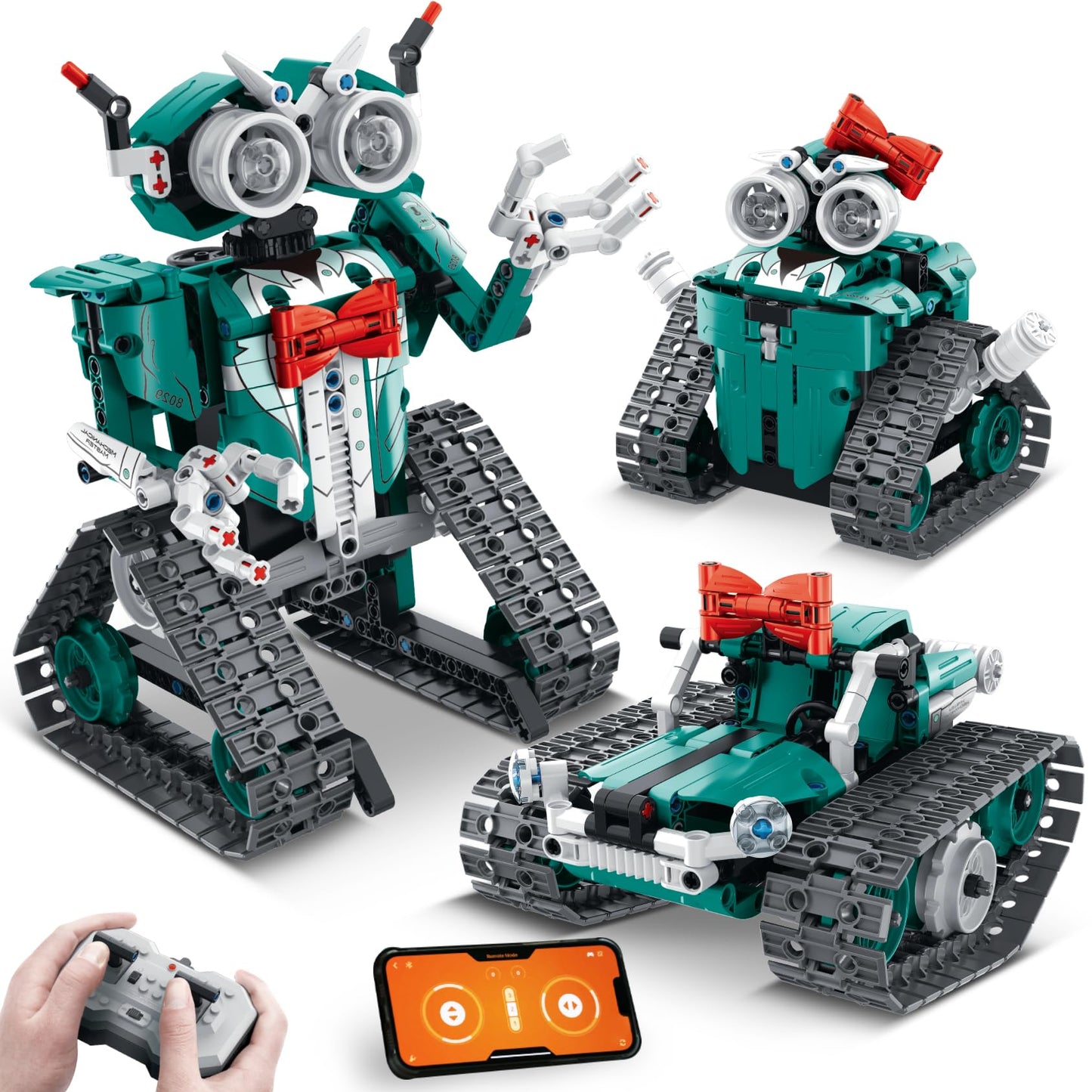 IQKidz APP/Remote Control STEM Building Kits for Kids Ages 8-12 - 3 in 1 RC Robot Car Toys, 440 Pcs Educational Science Projects, Gift Ideas for Boys Girls