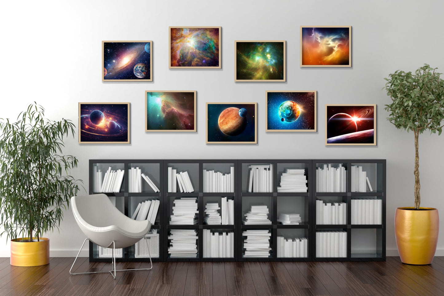 Outer Space Posters Solar System Planet Painting Galaxy Pictures Nebula Wall Art Kids Bedroom Outer Space Room Decor Interstellar Posters Living Room Home Decoration Set of 9( 8x10 inches) Unframed