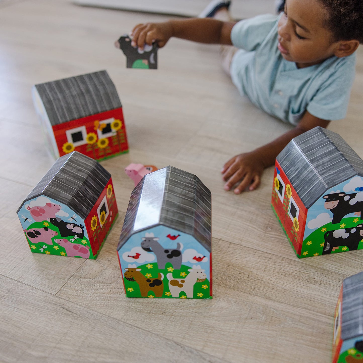 Melissa & Doug Nesting and Sorting Barns and Animals with 6 Numbered Barns and Matching Wooden Animals