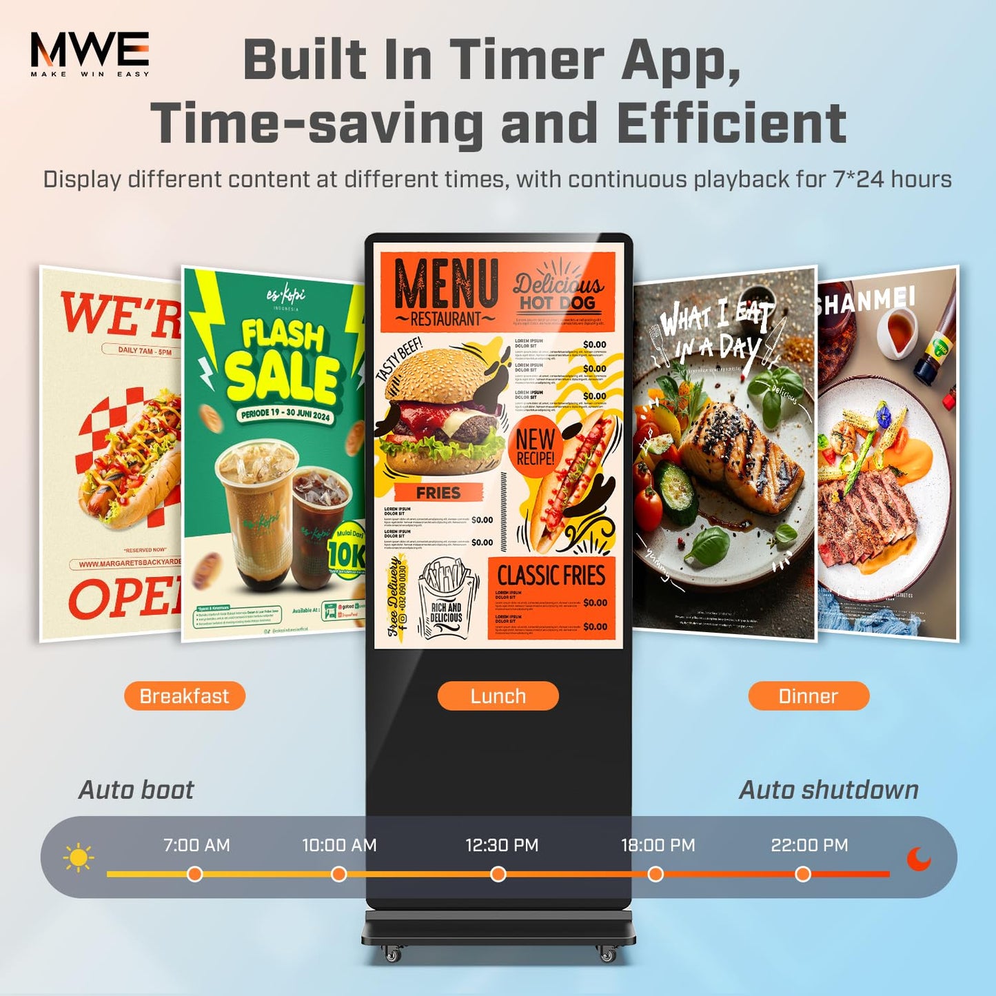 QIXZOCV MWE 54 Inch Indoor Floor Standing Digital Signage Advertising Display Kiosk LCD Screen Commercial Totem Android System Vertical Poster with Auto Media Player