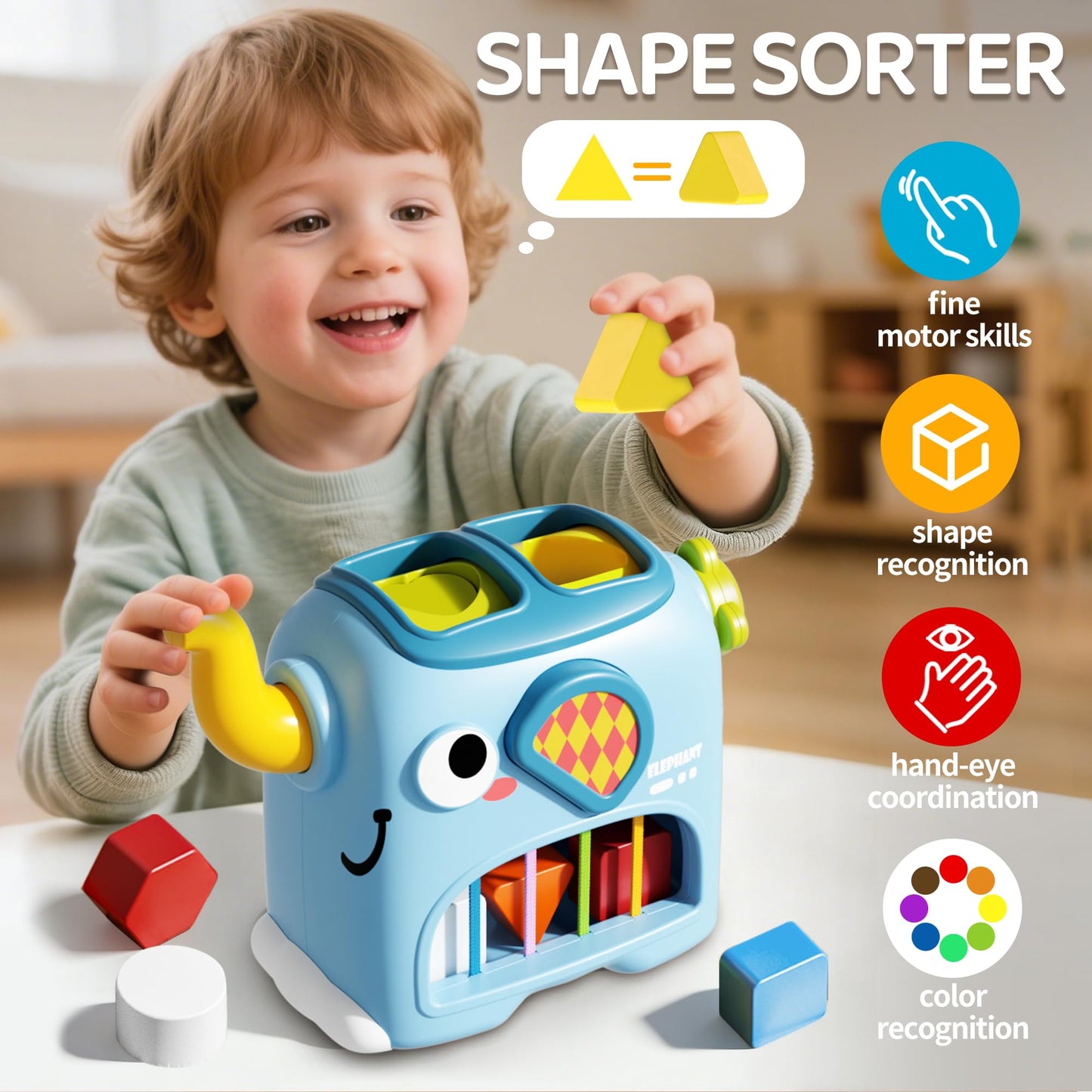 Interactive Shape Sorter Toy,Educational Activity Toy for Toddlers, Fine Motor Skill Development & Cognitive Learning, Durable Plastic Safe Material, Christmas and New Year Gifts for Boys and Girls.
