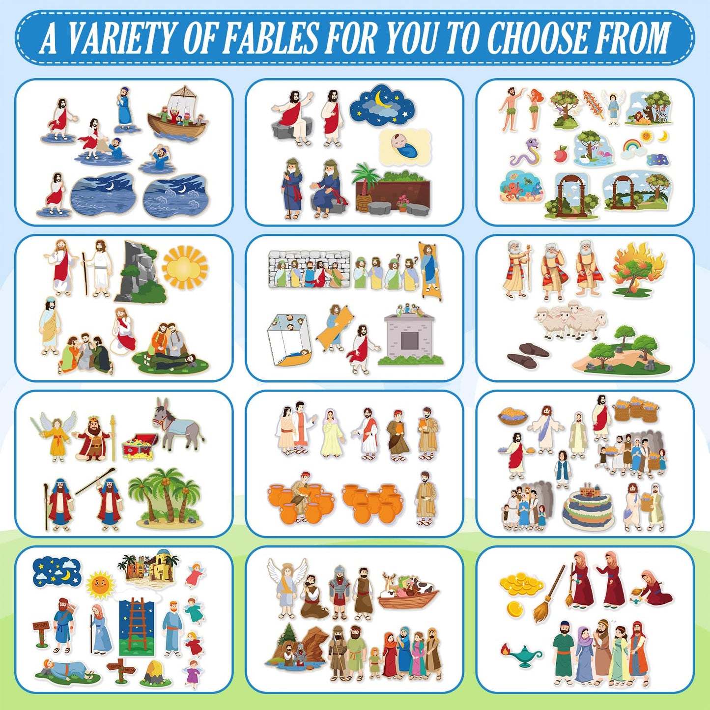 Windkream 13 Pack Advent Felt Board Bible Stories Set, Flannel Board Stories with A Felt Pieces Storage Binder for Preschool Activities