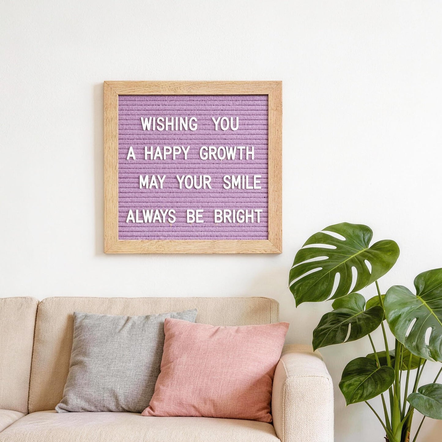 Felt Letter Board with 294 Letters, Numbers, Symbols - 10x10 inch Changeable Message Board with Wooden Frame Wall Mount(Purple)
