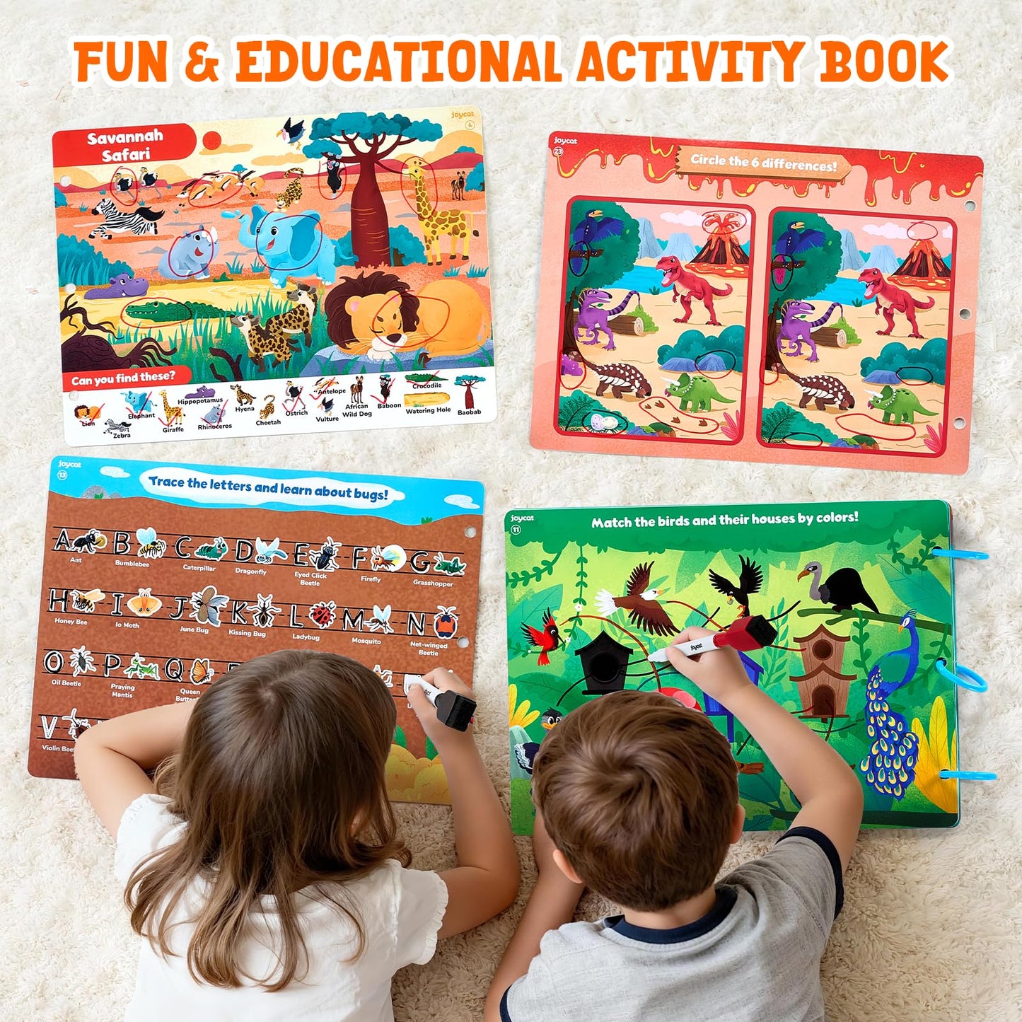 JoyCat Seek & Find Game Book - Animal Preschool Learning Activity for Toddlers & Kids, Travel Activities Toys for Road Trip Car Airplane, Christmas Toys, Educational Gifts for Boys Girls Ages 3-5