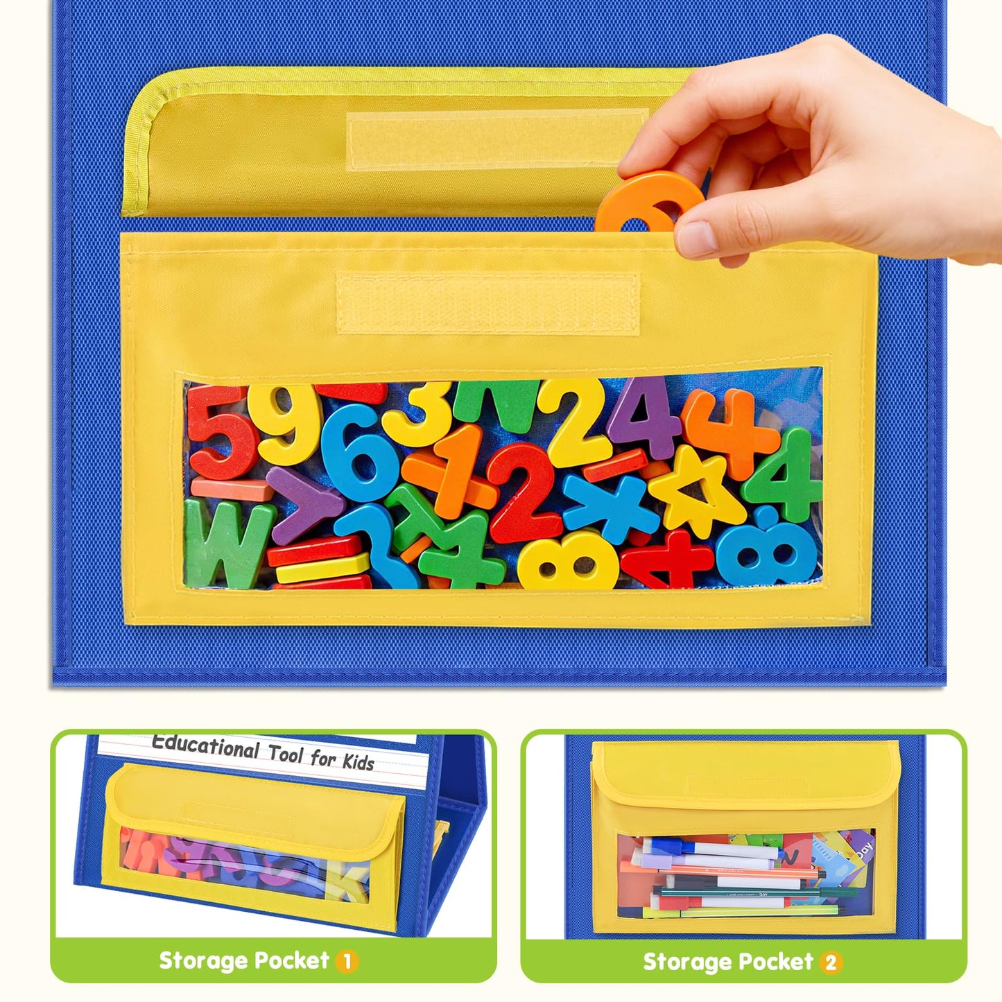 EAMAY Magnetic Desktop Tabletop Stands Pocket Chart Foldable Small Dry Erase Board Classroom Tool for Kids Education (12W*15L, Magnetic)