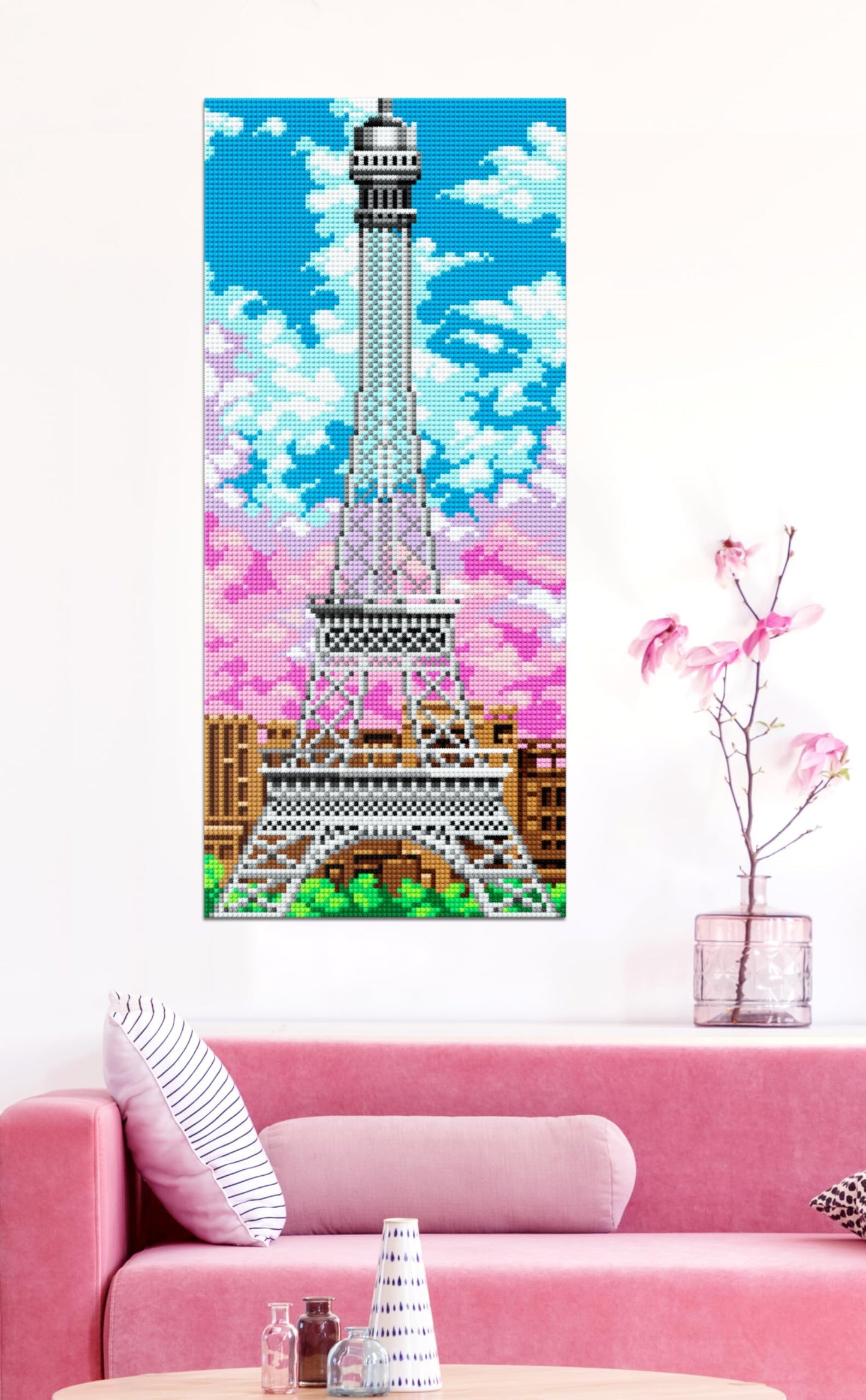 Pix Brix Pixel Art kit Puzzle Bricks - Eiffel Tower 12,750 Pieces - Patented Colorful Building Bricks, Create 2D and 3D Builds Without Water, Iron or Glue - Stem Toys for Adults and Kids