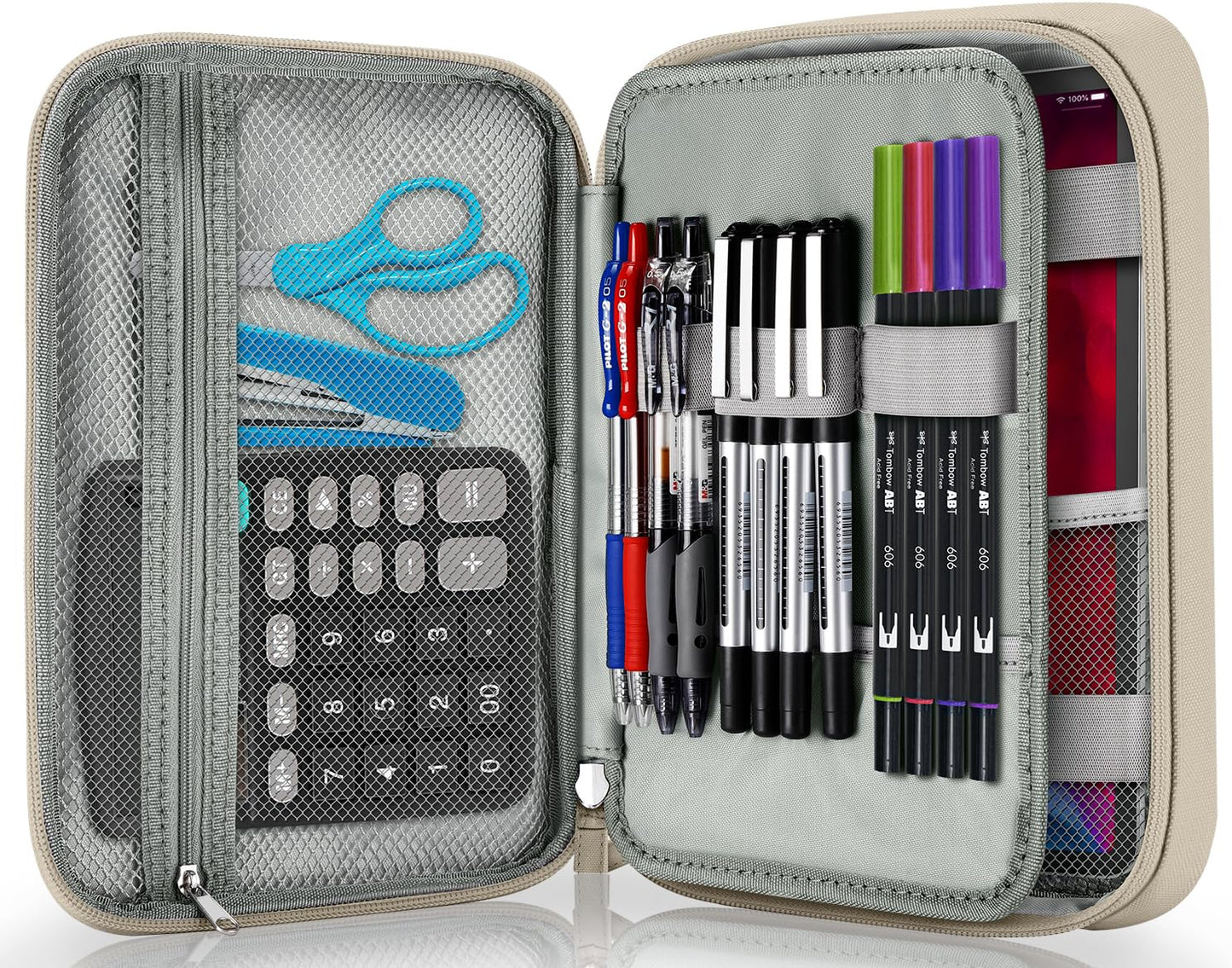 Zannaki Big Capacity Storage Pouch Marker Pen Pencil Case Simple Stationery Bag Box Art Tool & Sketch Storage Boxes for Bullet Journal Middle High School Office College Student Girl Women Adult Teen