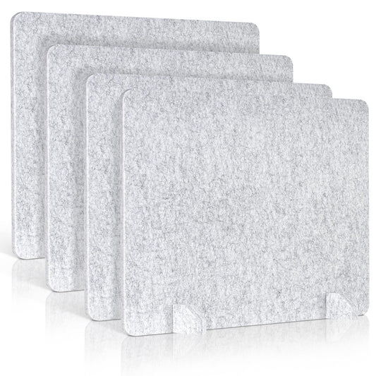 AMUSIGHT 4 Pack Acoustic Desk Dividers - 24" x 20" Freestanding Privacy Panels Set with Noise - Reducing Design Cubicle Sound Proof, Ideal for Office, Classroom, and Home (Silver Gray)