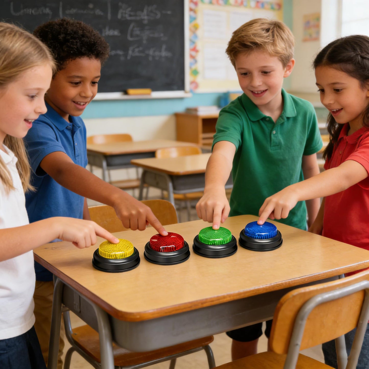 Answer Buzzers Set of 4 – Quiz Buzzers for Trivia Games, Classroom Activities, Family Game Night