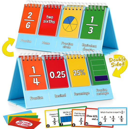 Torlam Fraction Manipulatives for Elementary School, Fraction Circles & Percentage & Decimal Flip Chart, Kids Math Games Math Manipulatives for 1st, 2nd, 3rd, 4th, 5th, 6th Grade Homeschool Supplies