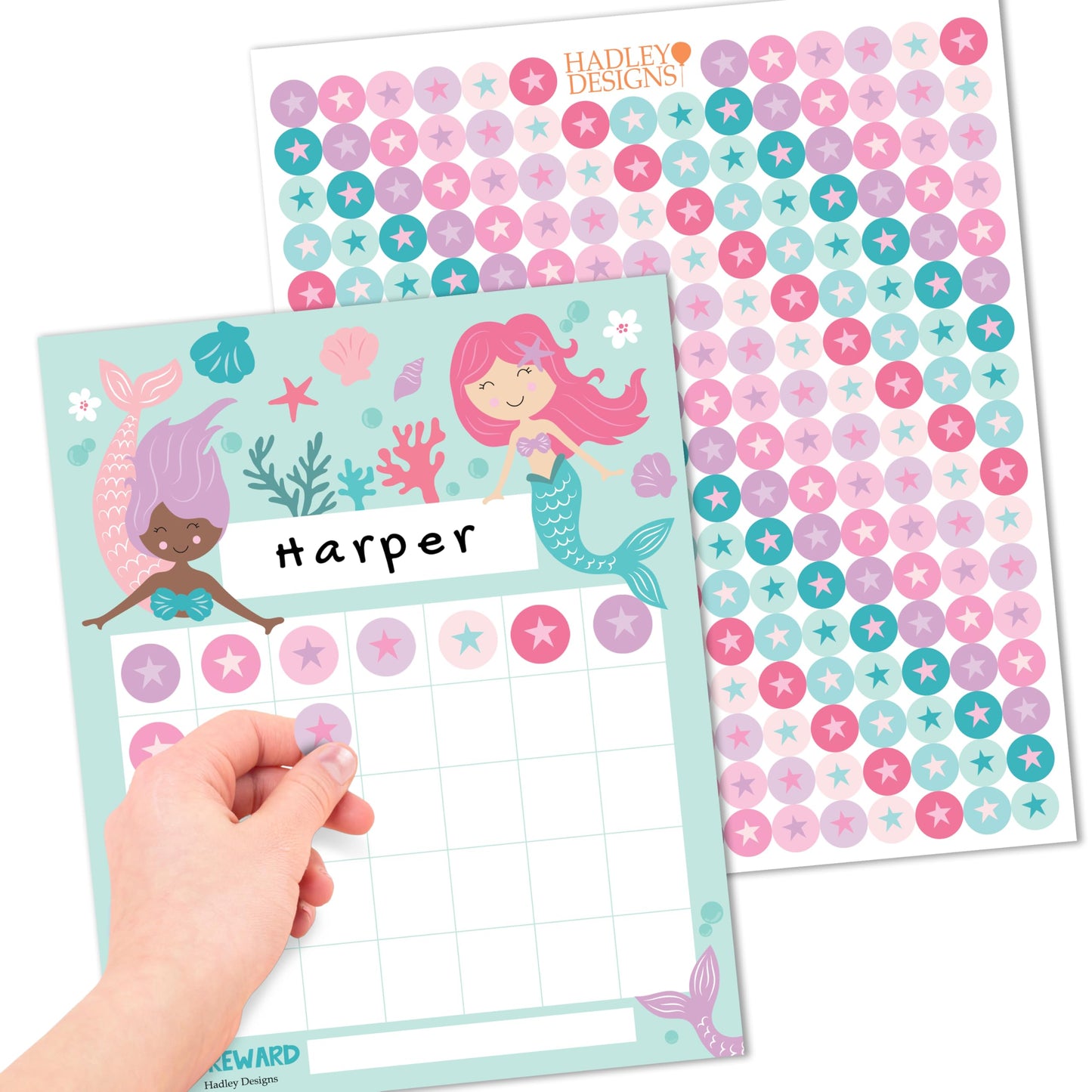 Sticker Chart for Kids Behavior at Home & Classroom - 25 Reward Chart for Kids Incentives, Gold Star Sticker Sheets, Mermaid Incentive Charts for Classroom Must Haves