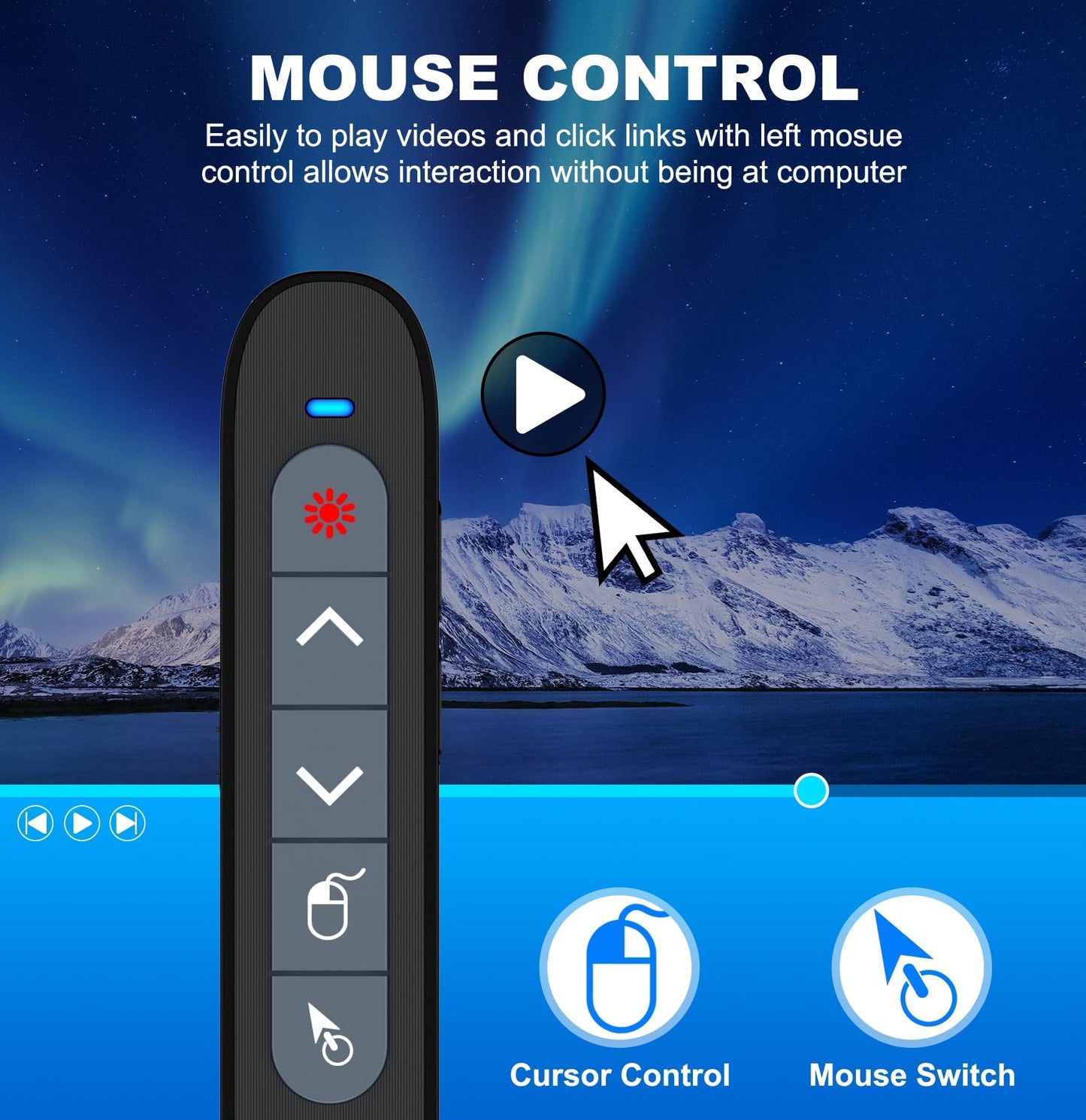 2 in 1 USB Type C Wireless Presenter Remote with Air Mouse, Rechargeable Presentation Clicker PPT Pointer RF 2.4GZ PowerPoint Clicker Slide Advancer for Computer Mac