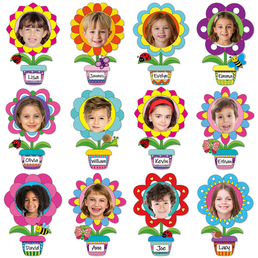 60pcs Flower Pot Theme DIY Cutouts Flower Pots Bulletin Board Decoration Set Spring Colored Plant Pot Paper Cut-Outs Classroom Decor for Boy Girl DIY Photo Craft Kindergarten School Wall Door Supplies