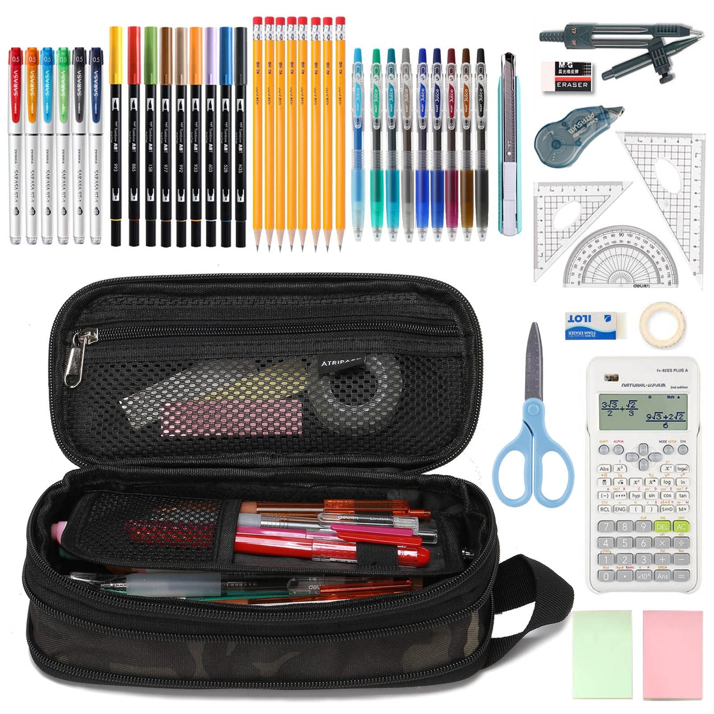 Pencil Case Big Capacity High Large Storage Tactical Small Tool Pouch Bag Marker Pen Case Stationery Bag Travel Holder School College Office Organizer for Kids Men Women Adult Teens (Camo-Black)