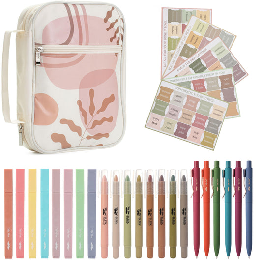 Mr. Pen- Bible Cover Case for Women, Large Bag with Durable Handle, 24-pcs Bible Journaling Kit & Study Supplies with No Bleed Highlighters and Pens, Christian Gift for Women