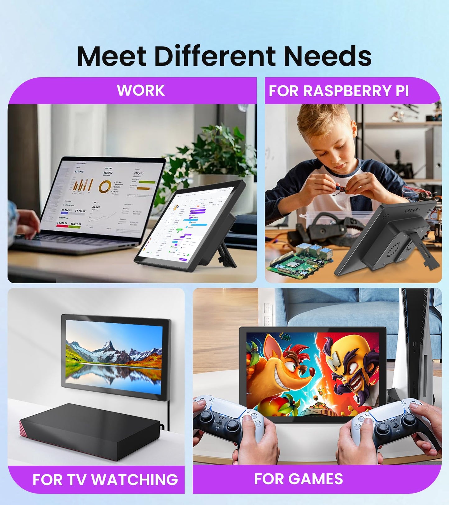 Forzola 10.1 Inch Touchscreen Monitor with case for pi, 1280x800 HD IPS Portable HDMI Touch Screen Display for Raspberry Pi 5/4B/3B+/3B/B+ Jetson Nano Win11/10/8/7 PC Laptop, Dual-Speaker, Fan