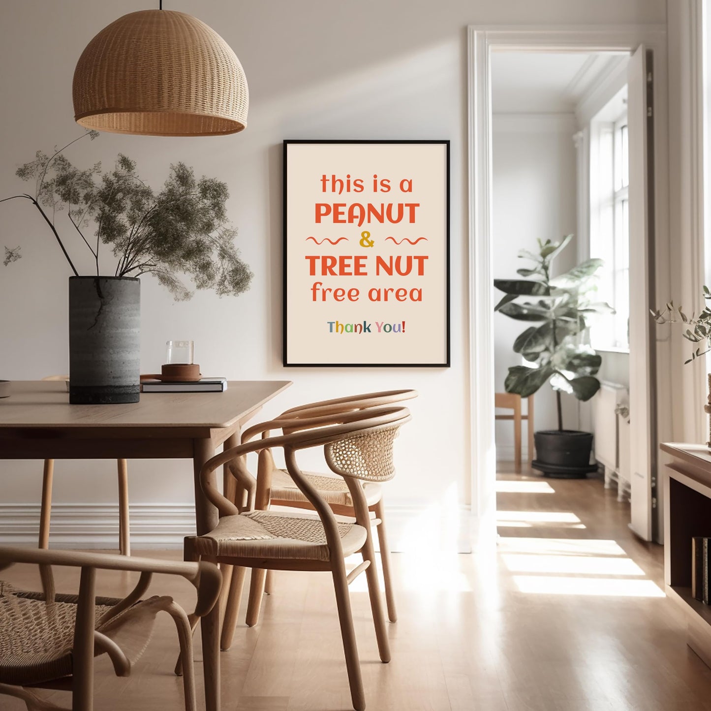 Poster Master Peanut and Tree Nut Free Area Poster - Food Allergy Awareness Print - Preppy Art - Educational Art - Gift for Teacher & Student - Decor for School or Classroom - 8x10 UNFRAMED Wall Art