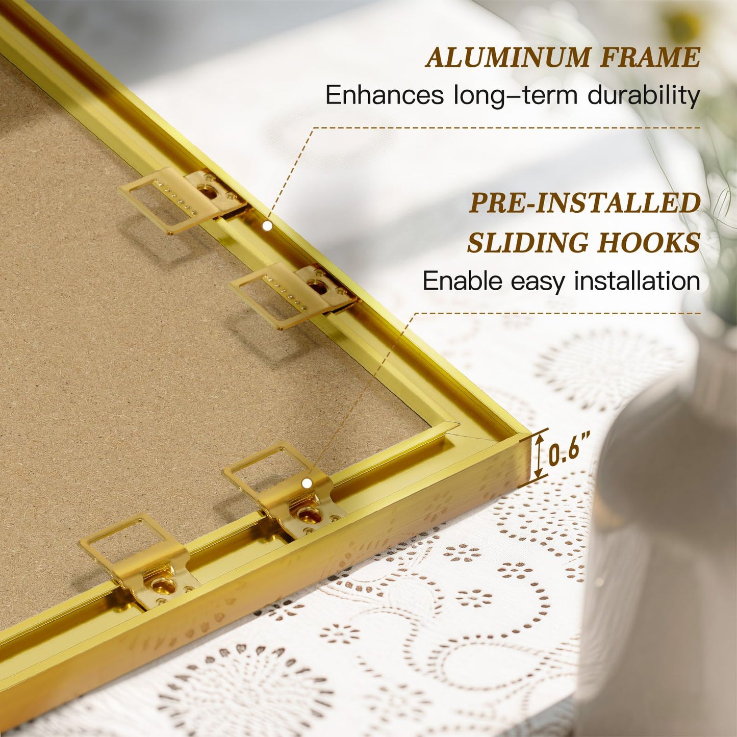 QUEENLINK Linen Bulletin Board 24" x 18", Fabric Pin Board with Gold Aluminum Frame, Decorative Vision Board for Home Office, Bedroom & Dorm Wall Decor, Includes 10 Push Pins, Beige